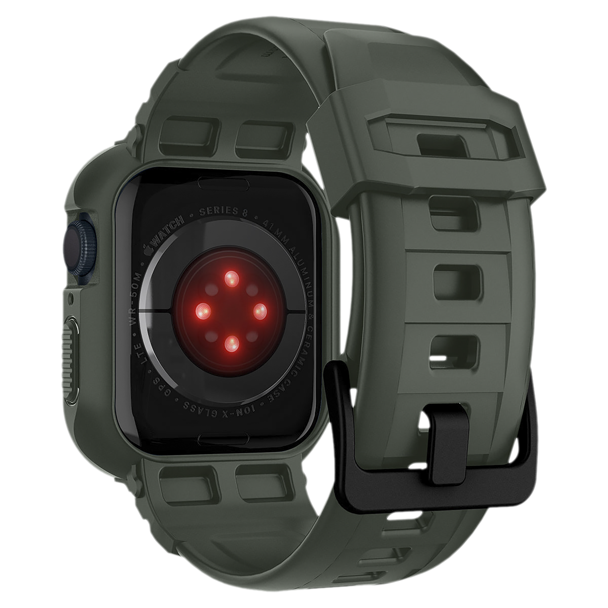Spigen Rugged Armor Pro TPU Case for Apple Watch Series SE 2, SE, 8, 7, 6, 5 & 4 (41mm / 40mm) (Shock-Absorbent Layer, Military Green)_3