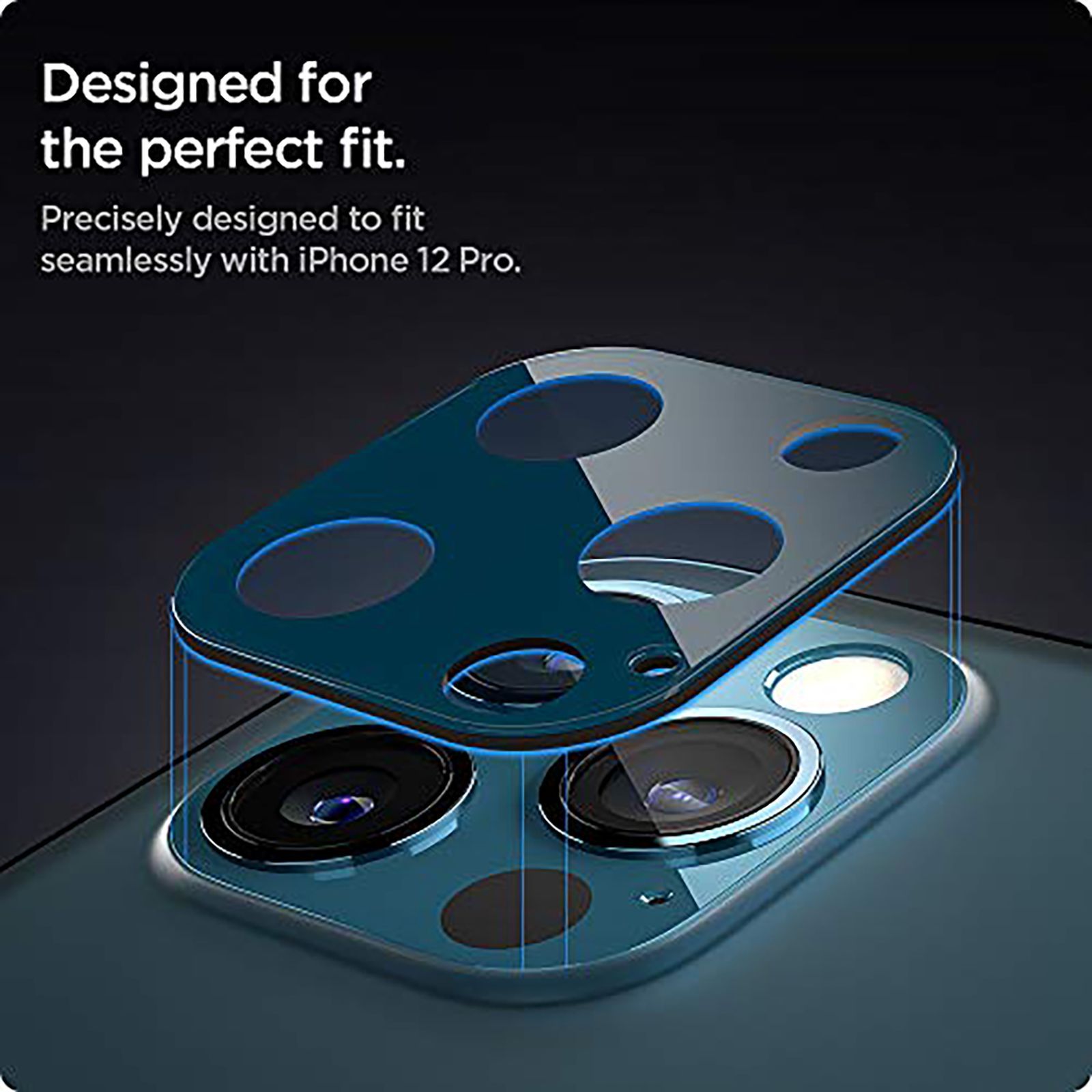 spigen Glas.tR Optik Camera Lens Protector For iPhone 12 Pro (Edge To Edge Protection, AGL02460, Blue)_8