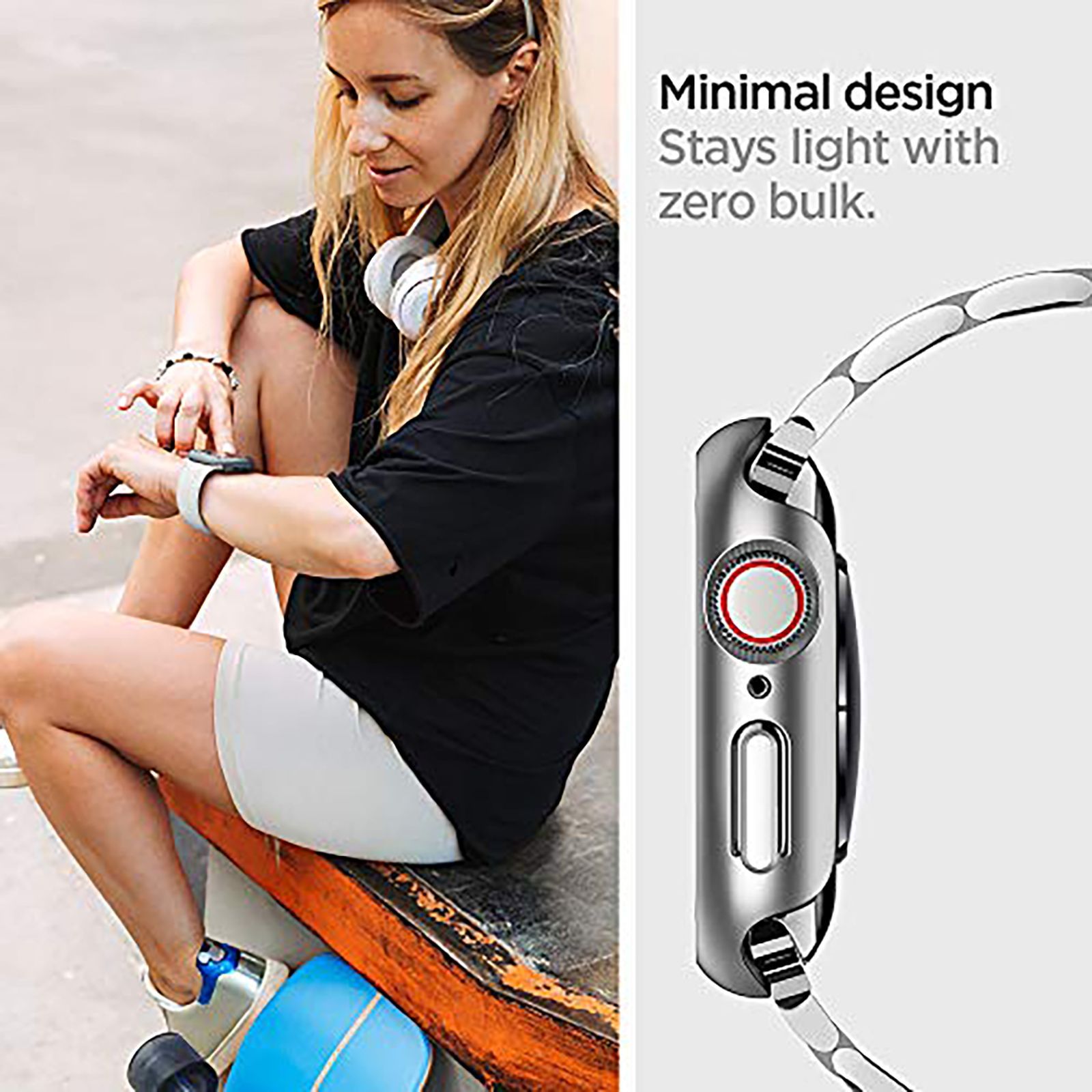 Spigen Thin Fit Polycarbonate Case for Apple Watch Series SE 2, SE, 6, 5 & 4 (40mm) (Razor-Thin Frame, Graphite)_8