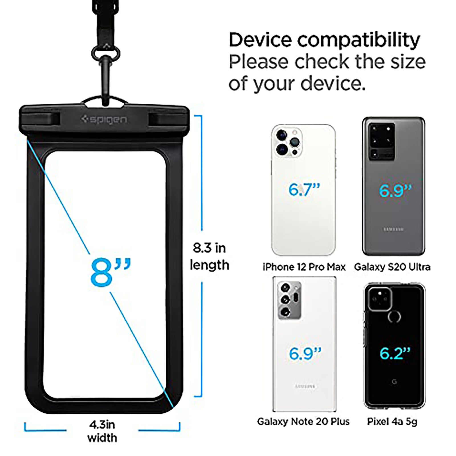 spigen Hard Polycarbonate & Plastic Case Cover for SAMSUNG Note 10 Plus, Galaxy S 10 Plus / Apple iPhone 8, X, 11 Pro Max / Google Pixel 4 XL (Waterproof, Black)_3