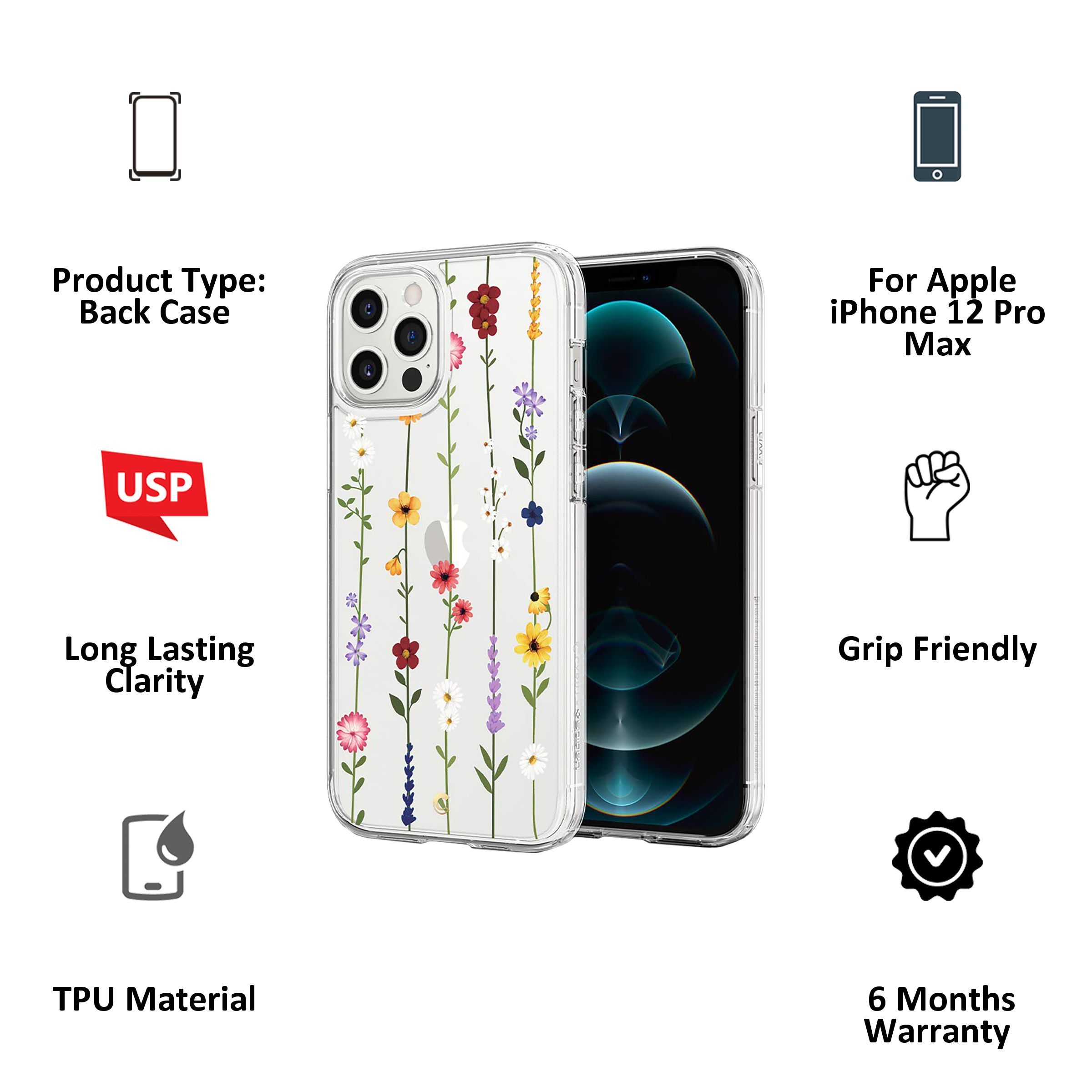 spigen Flower Garden TPU Back Cover for Apple iPhone 12 Pro Max (Long Lasting Clarity, Clear)_6