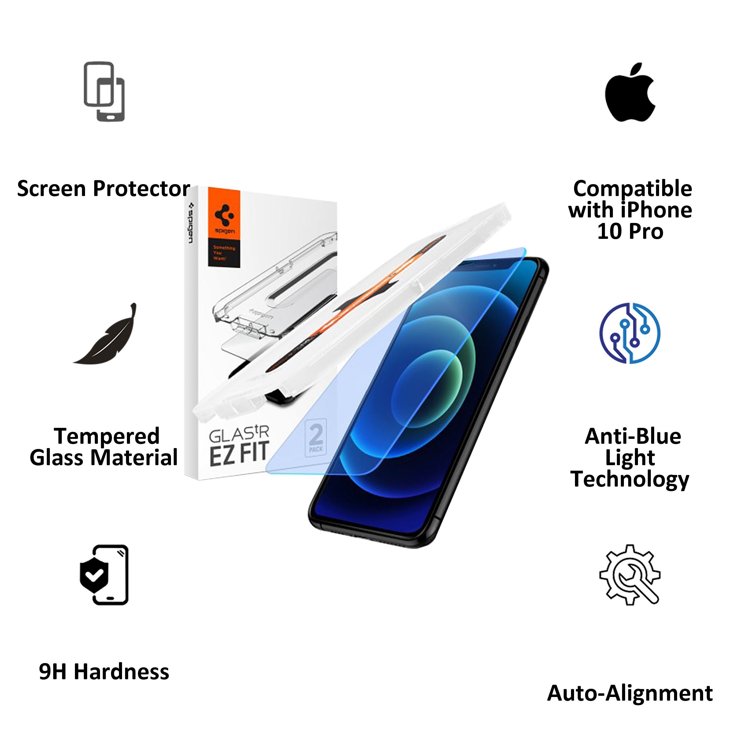 spigen GlastR EZ Fit Tempered Glass for Apple iPhone 12 Pro Max (Anti Blue Light Technology)_2