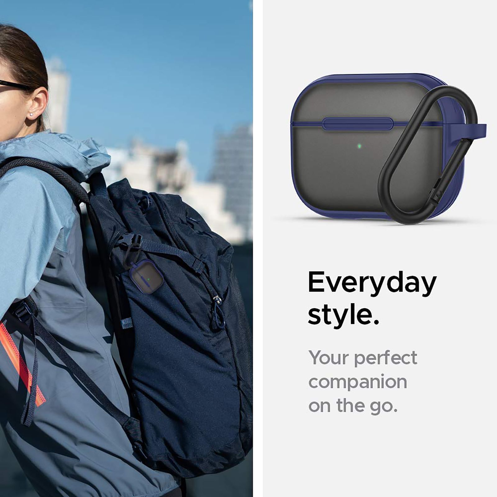 spigen Color Brick TPU and Polycarbonate Full Case Cover for Apple Airpods Pro (Shock Absorbent, Navy Blue)_5