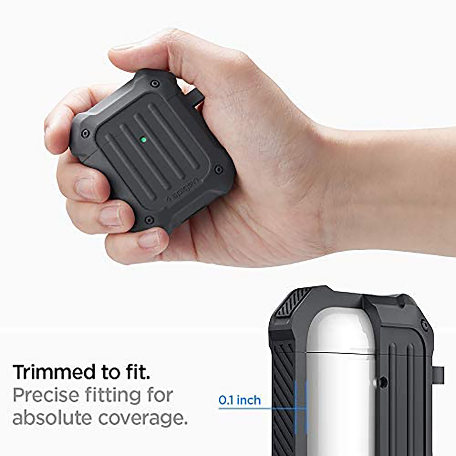 spigen Tough Armor Silicone Full Cover Case For Apple Airpods 1/Airpods 2 (Rugged Design For Daily Scratch Defense, 074CS26498, Charcoal)_3