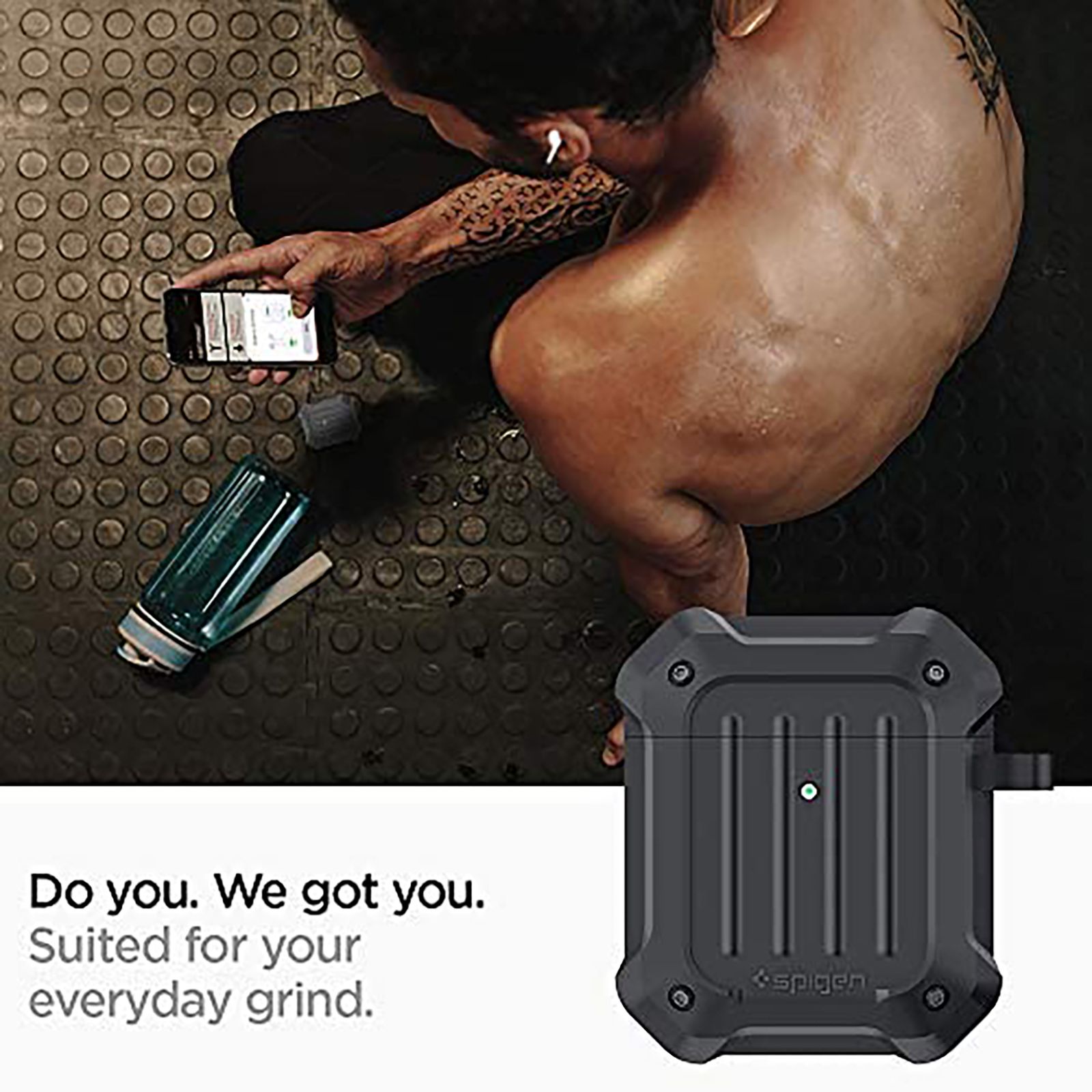 spigen Tough Armor Silicone Full Cover Case For Apple Airpods 1/Airpods 2 (Rugged Design For Daily Scratch Defense, 074CS26498, Charcoal)_6