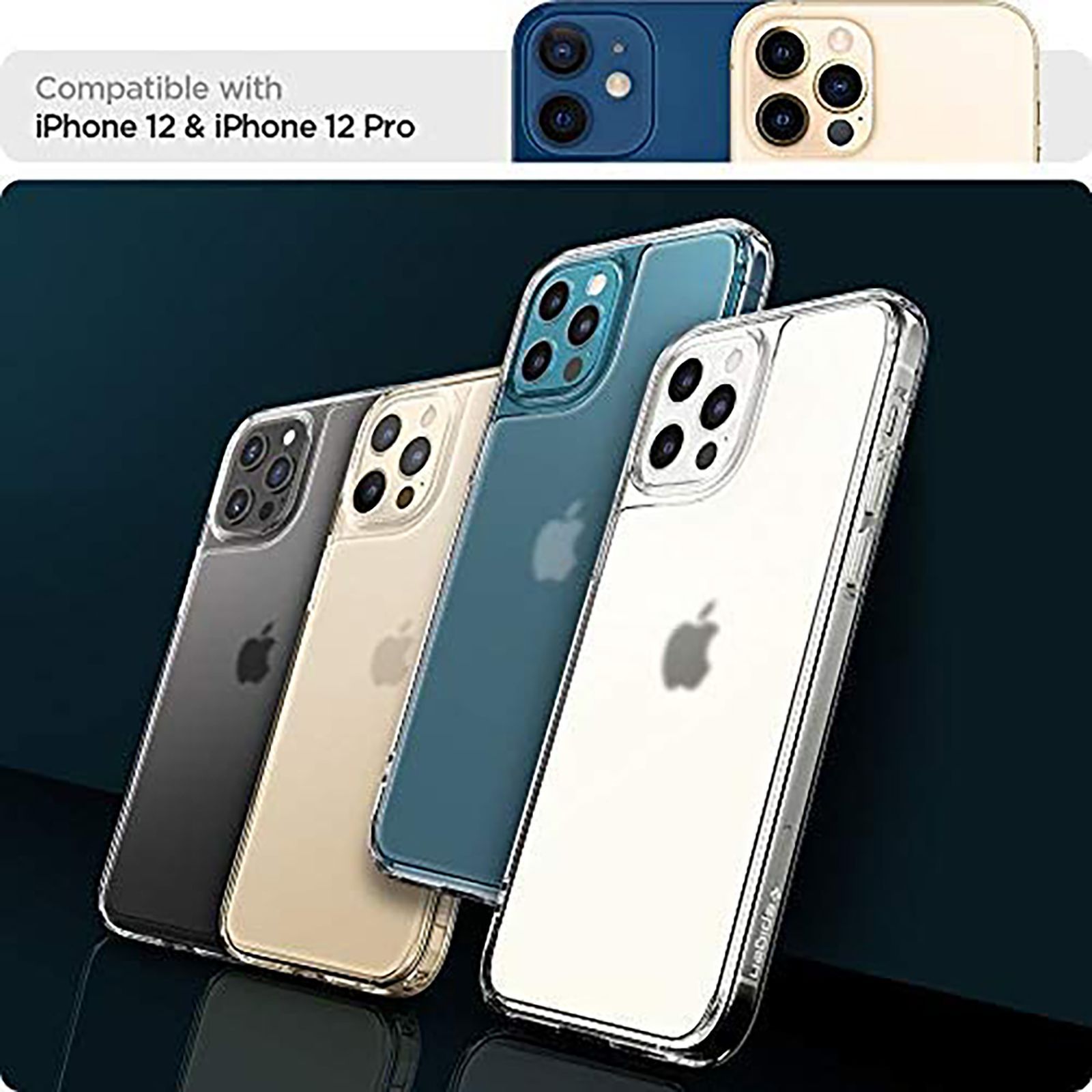 spigen Quartz Hybrid Tempered Glass & TPU Back Case For Apple iPhone 12/iPhone 12 Pro (Air Cushion Technology, ACS02601, Matte Clear)_10