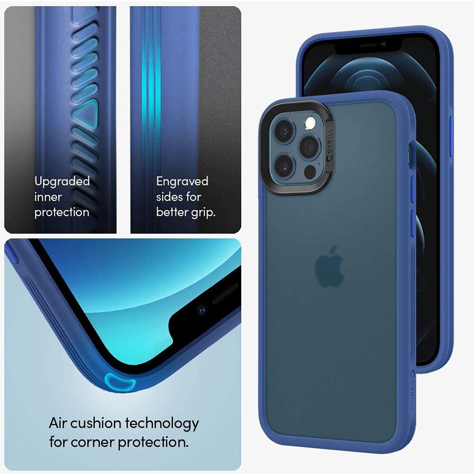 spigen Color Brick TPU and Polycarbonate Back Cover for Apple iPhone 12 and iPhone 12 Pro (Form Fitted Design, Navy)_11