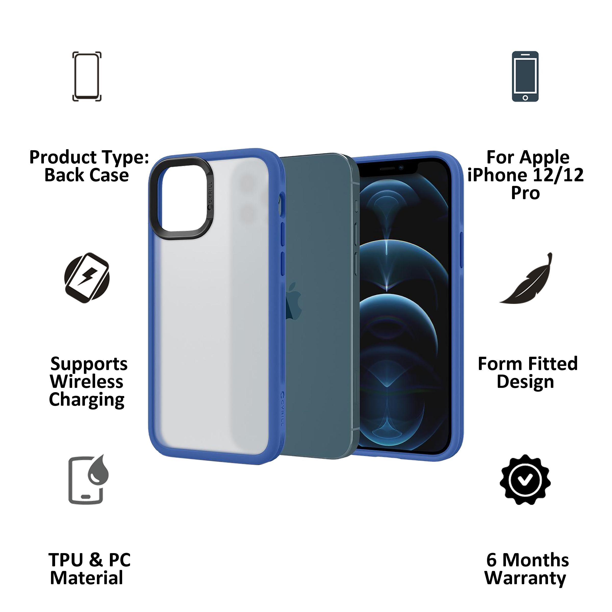 spigen Color Brick TPU and Polycarbonate Back Cover for Apple iPhone 12 and iPhone 12 Pro (Form Fitted Design, Navy)_4