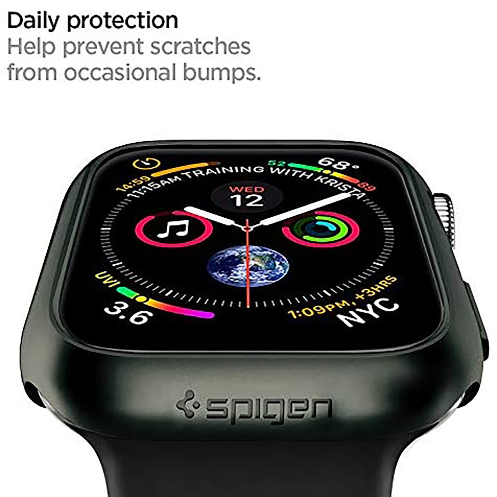 Spigen Thin Fit Polycarbonate Case for Apple Watch Series SE 2, SE, 6, 5 & 4 (44mm) (Razor-Thin Frame, Military Green)_9