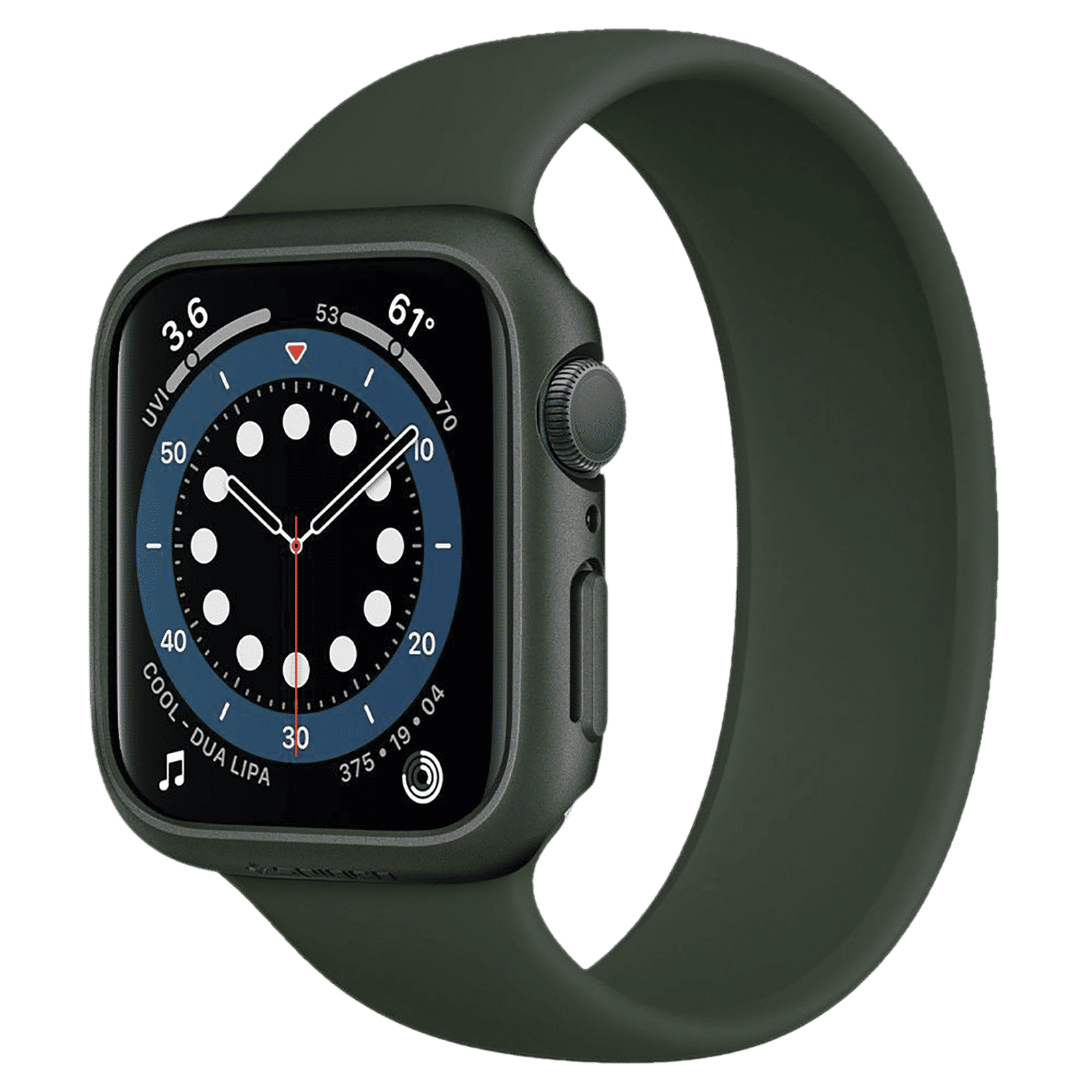 Spigen Thin Fit Polycarbonate Case for Apple Watch Series SE 2, SE, 6, 5 & 4 (44mm) (Razor-Thin Frame, Military Green)_5