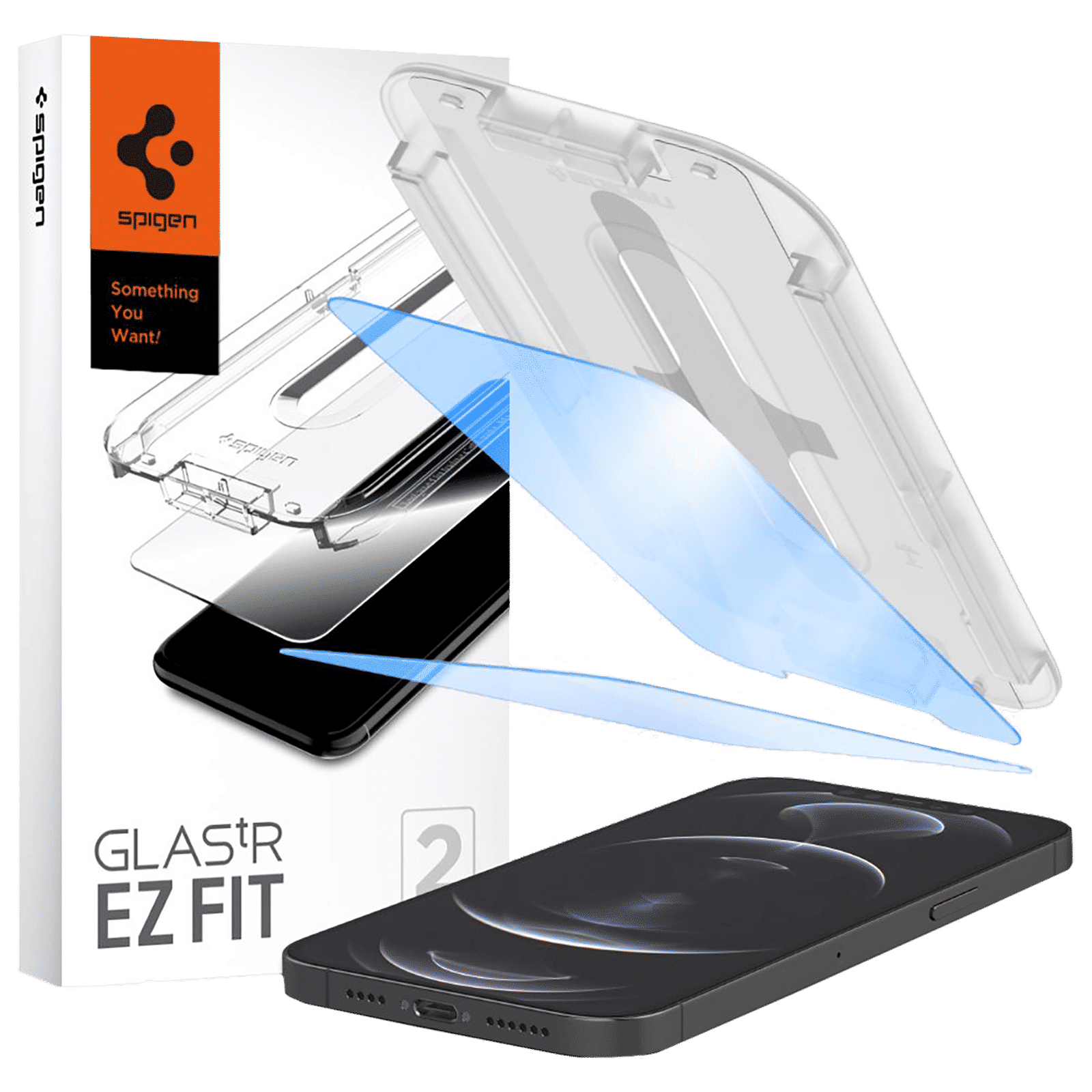 spigen GlastR EZ Fit Tempered Glass for Apple iPhone 12 Pro, 12 (9H Hardness)_1