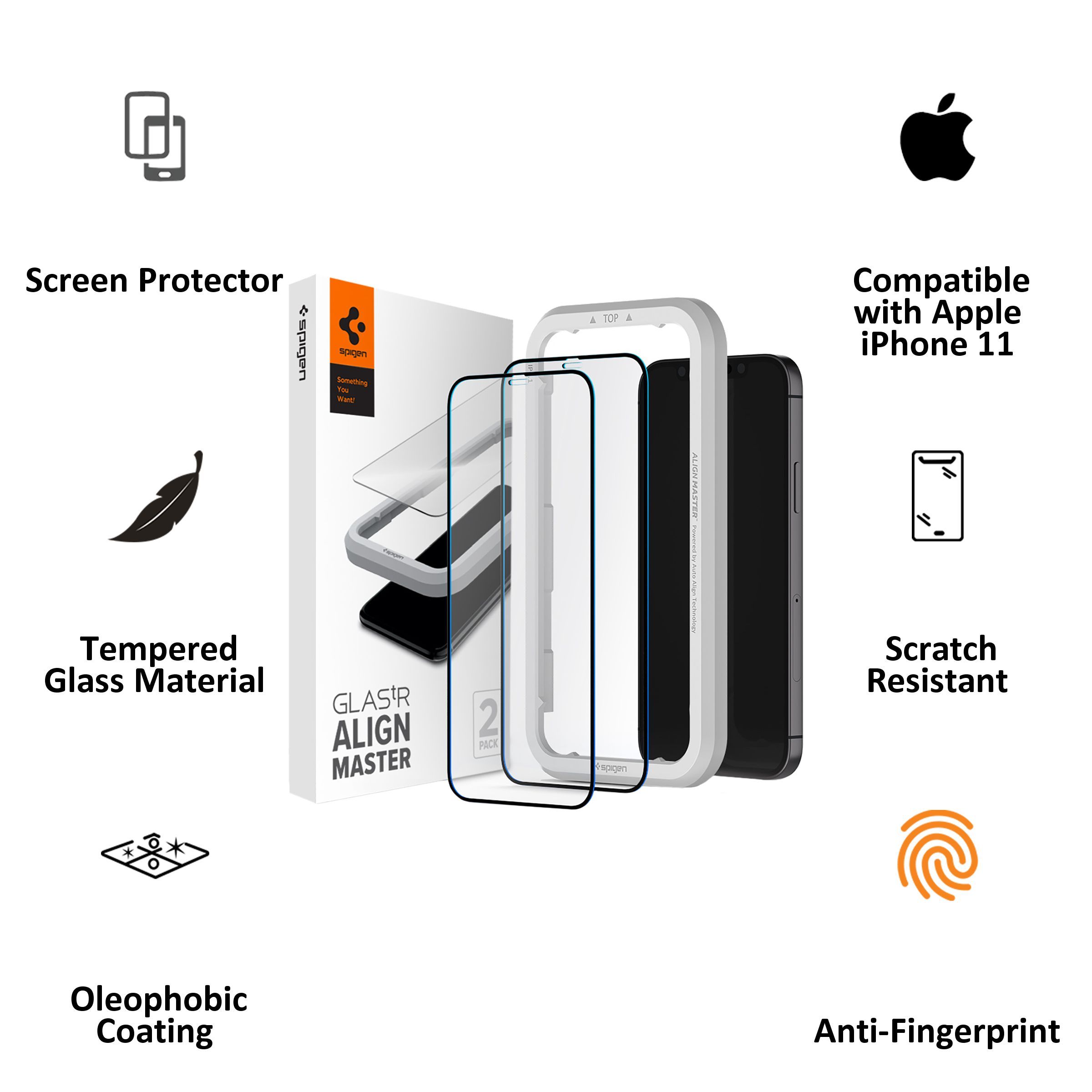 spigen GlastR Align Master Tempered Glass for Apple iPhone 12, 12 Pro (Oleophobic Coating) spigen GlastR Align Master Tempered Glass for Apple iPhone 12, 12 Pro (Oleophobic Coating)_2