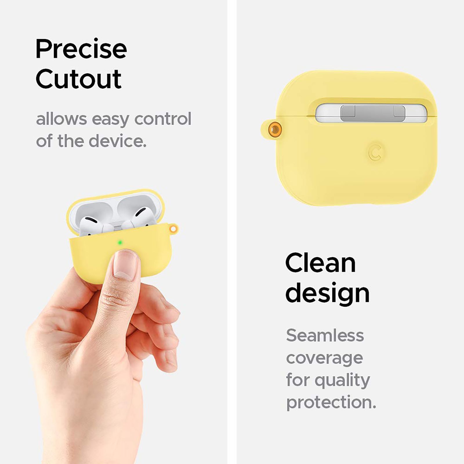 spigen Silicon Basic Silicone Back Case For Airpods Pro (Shock-Absorbent, ASD00607, Meyer Lemon)_4