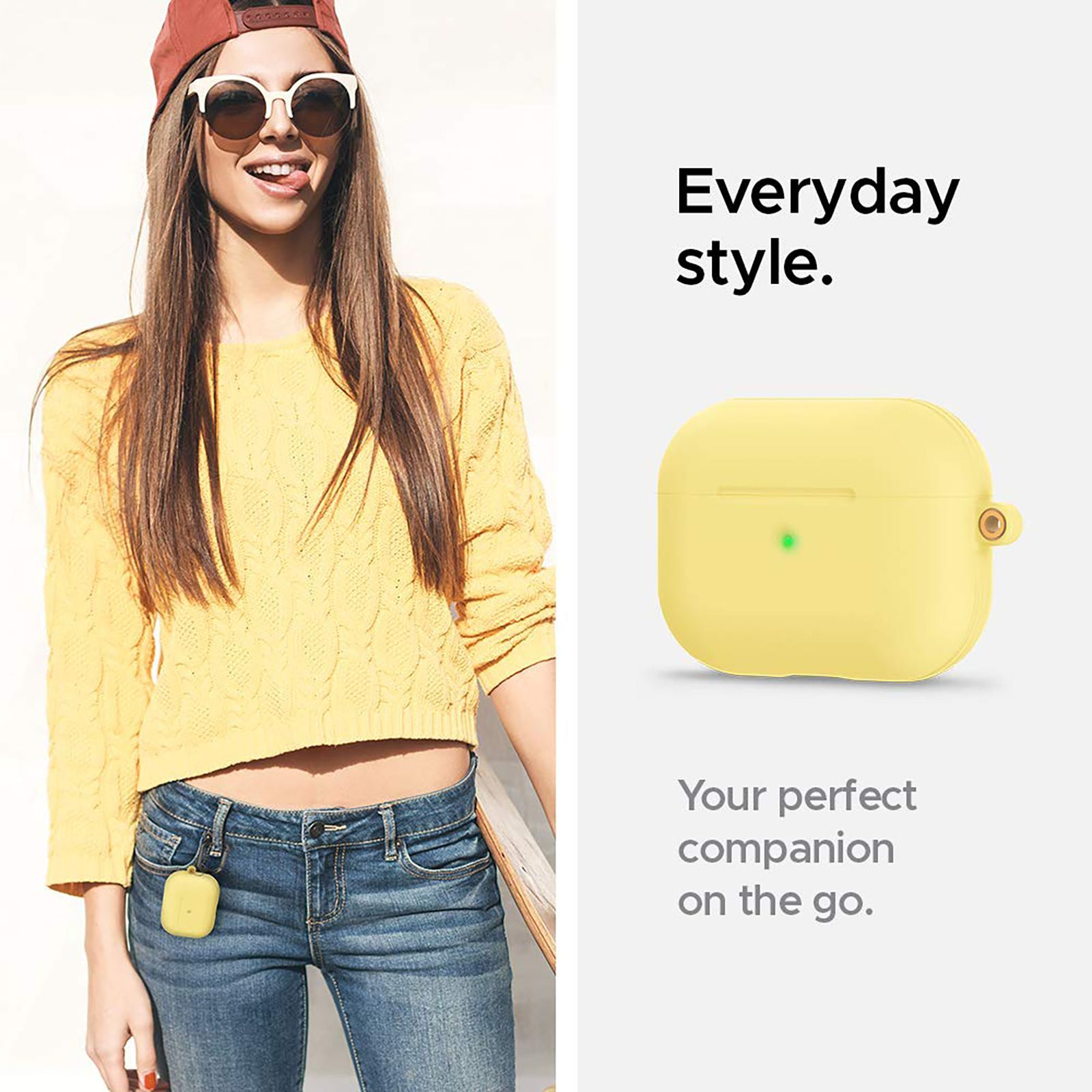 spigen Silicon Basic Silicone Back Case For Airpods Pro (Shock-Absorbent, ASD00607, Meyer Lemon)_5