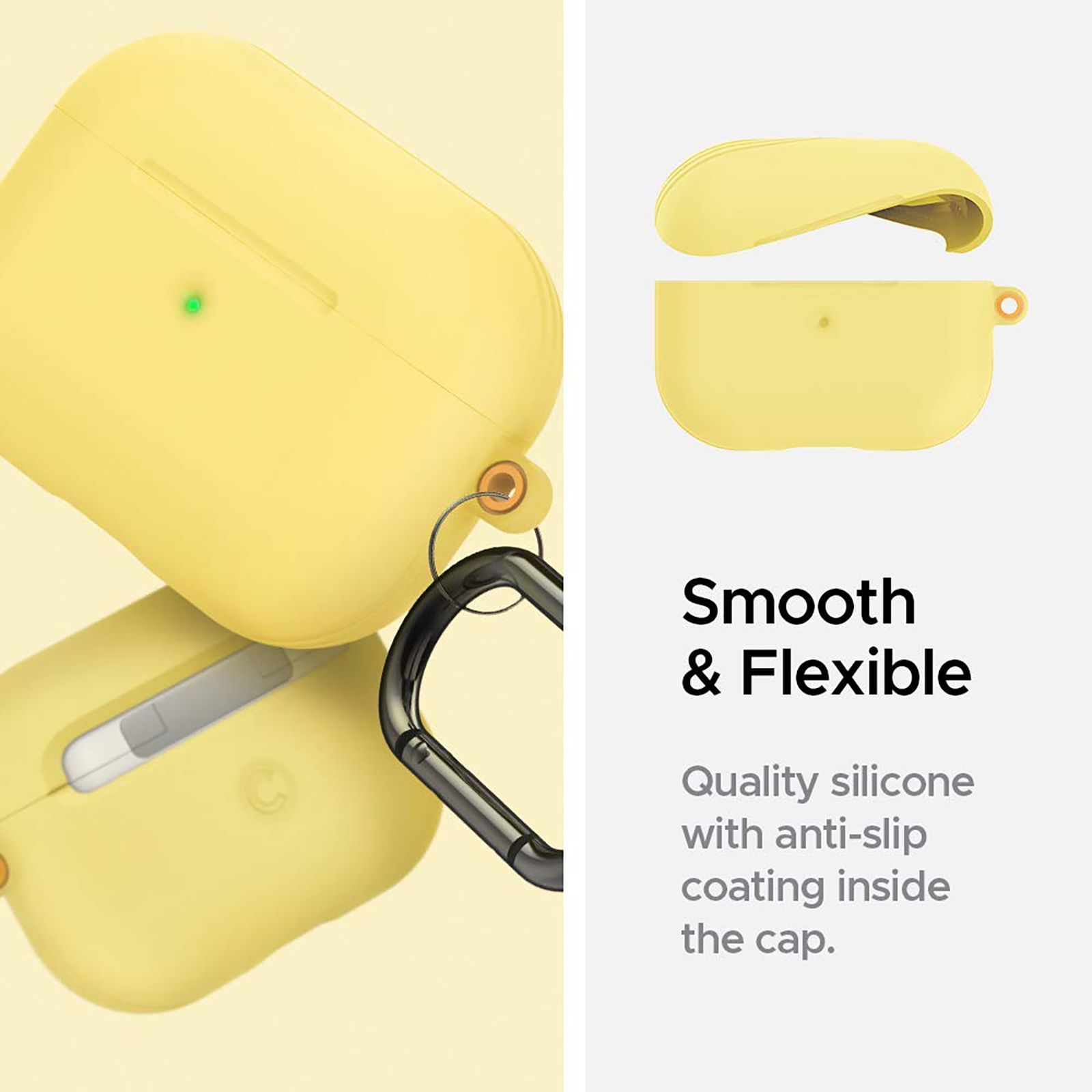 spigen Silicon Basic Silicone Back Case For Airpods Pro (Shock-Absorbent, ASD00607, Meyer Lemon)_6