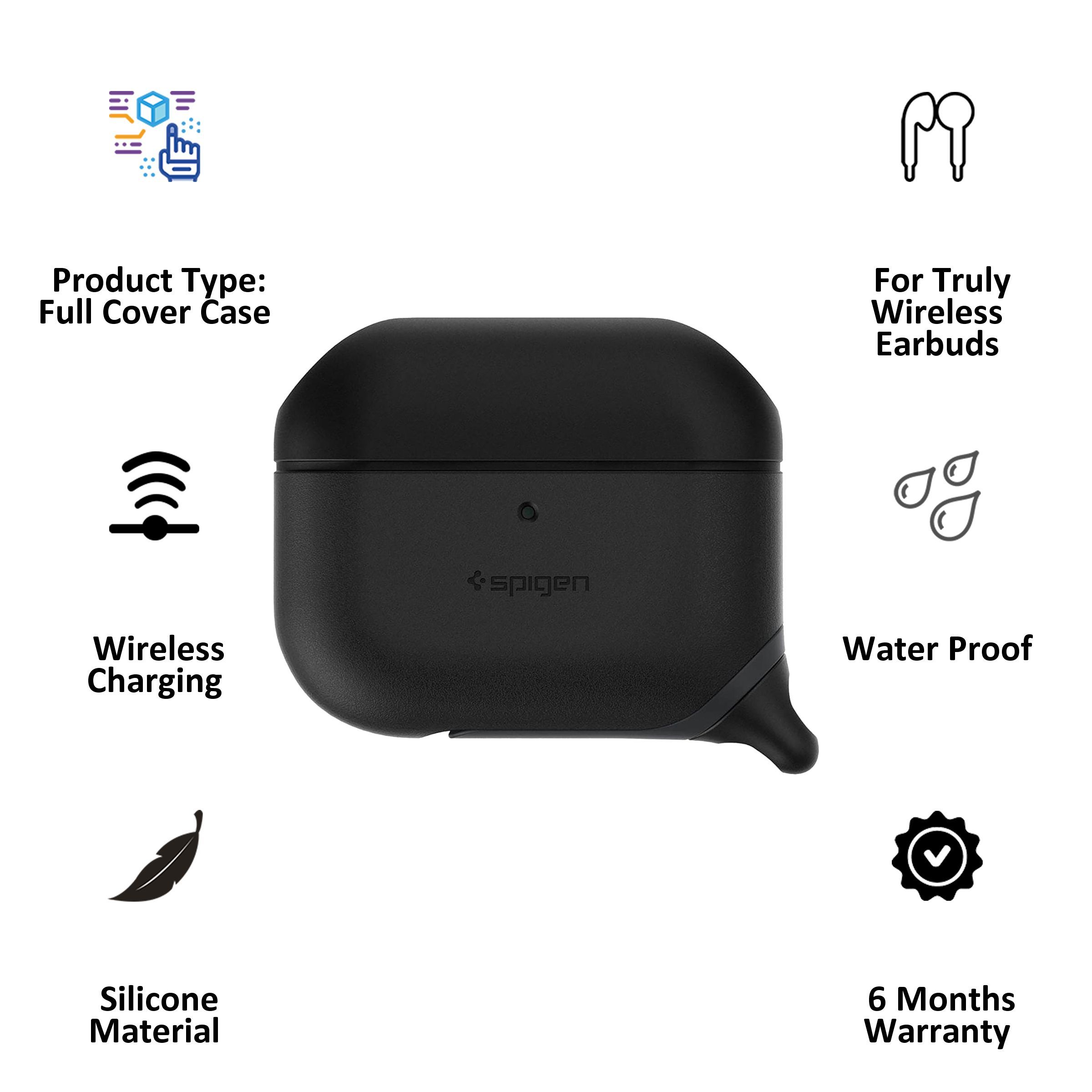 spigen Slim Armor IP Silicone Full Cover Case For AirPods Pro (Fully Compatible With Wireless Charging, ASD00542, Black)_7