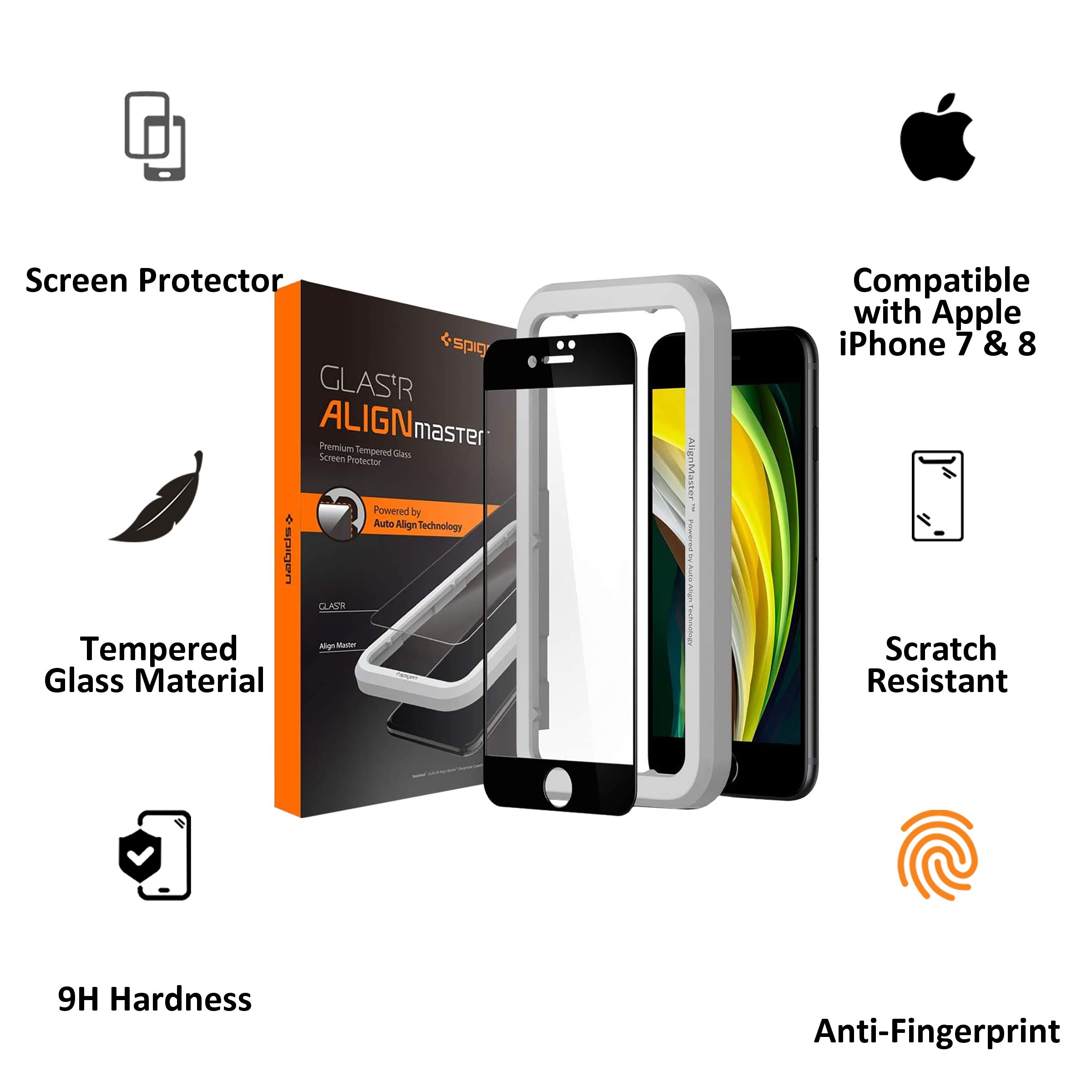 spigen GlastR Align Master Tempered Glass for Apple iPhone SE, 8, 7 (9H Hardness)_2