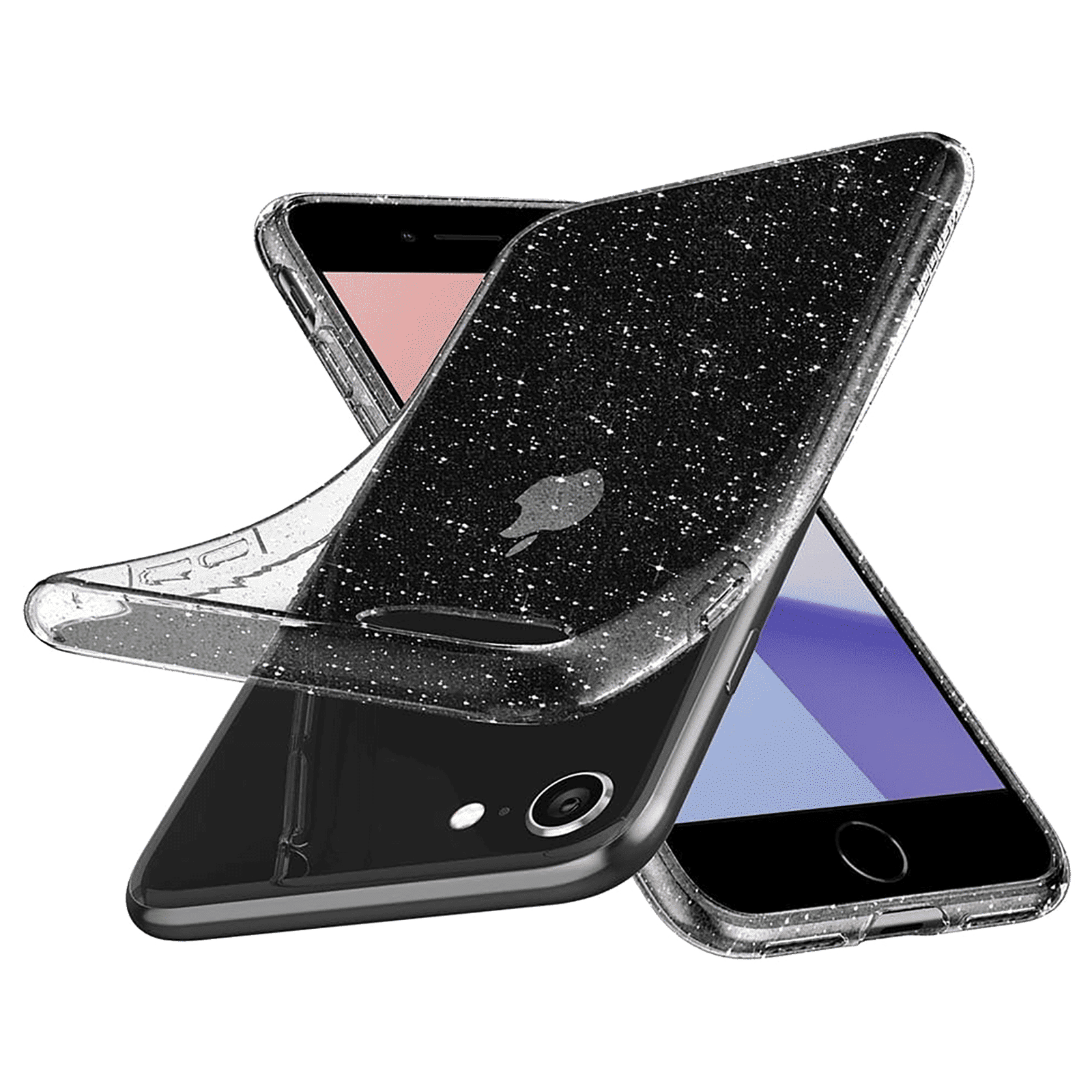 Spigen Liquid Crystal Glitter TPU Back Cover For iPhone SE (2020 & 2022), 8, 7 (Raised Edges for Added Protection, Crystal Quartz)_9
