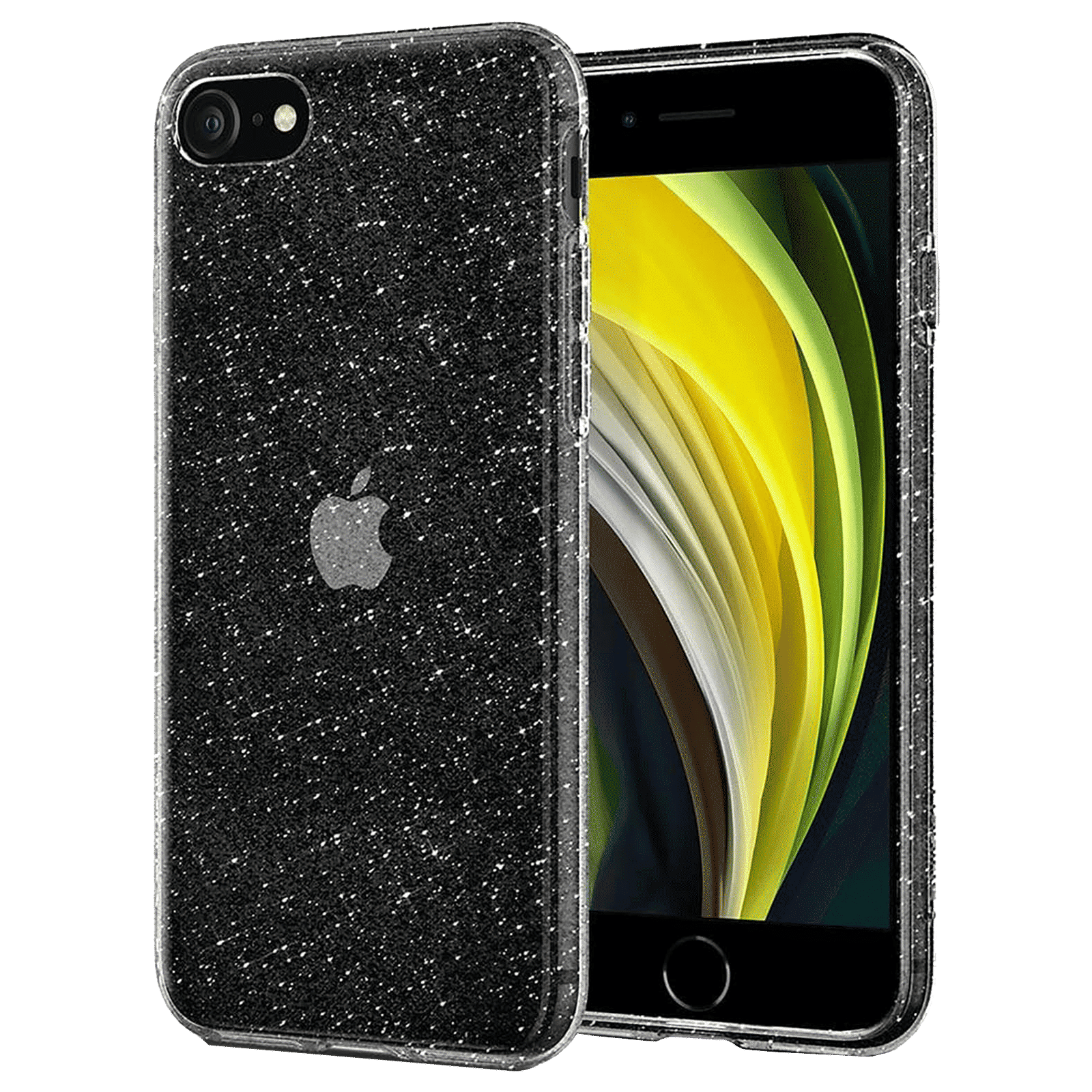 Spigen Liquid Crystal Glitter TPU Back Cover For iPhone SE (2020 & 2022), 8, 7 (Raised Edges for Added Protection, Crystal Quartz)_1