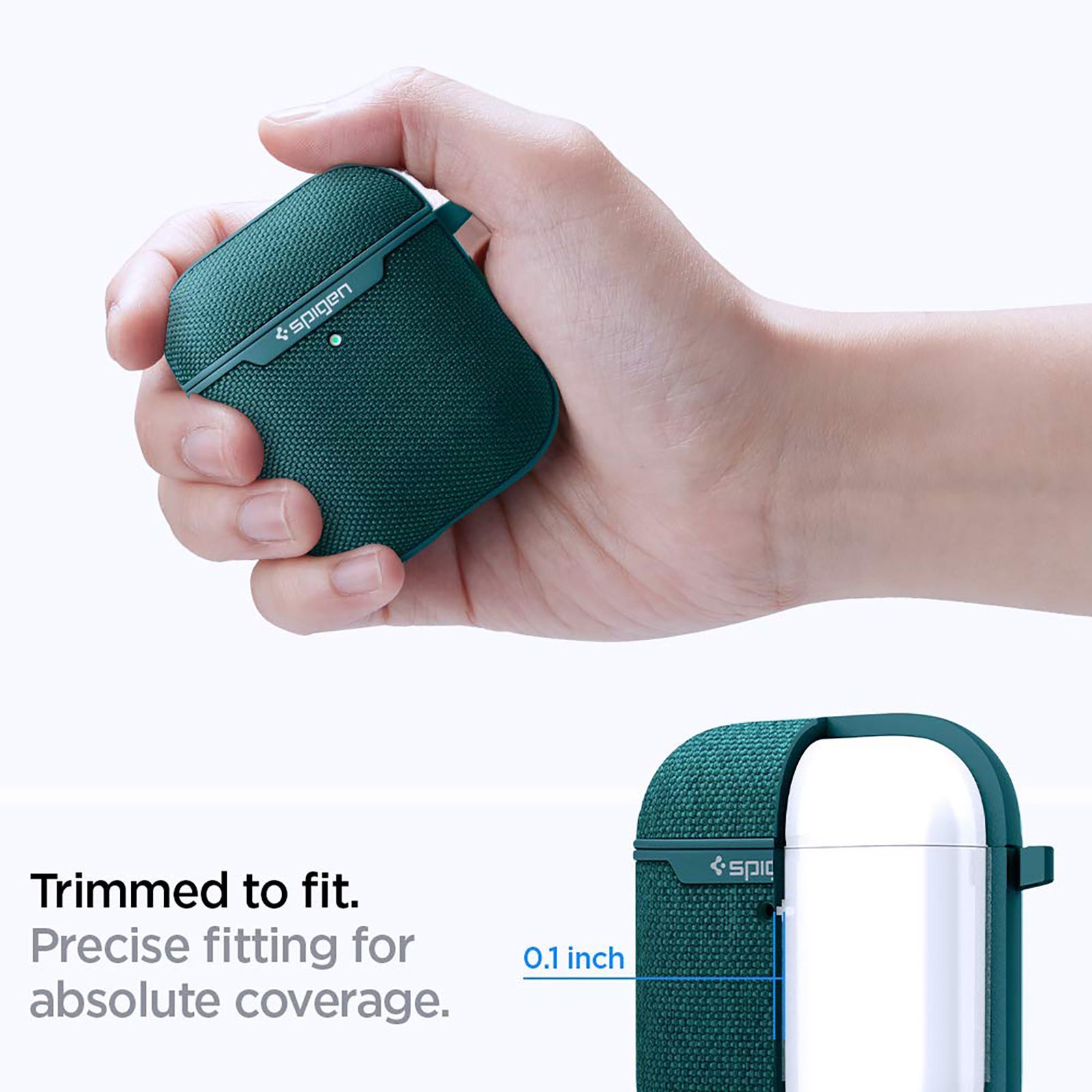 spigen Urban Fit PC & Fabric Full Cover Case For Airpods 1/Airpods 2 (Scratch Protection, ASD00678, Midnight Green)_5