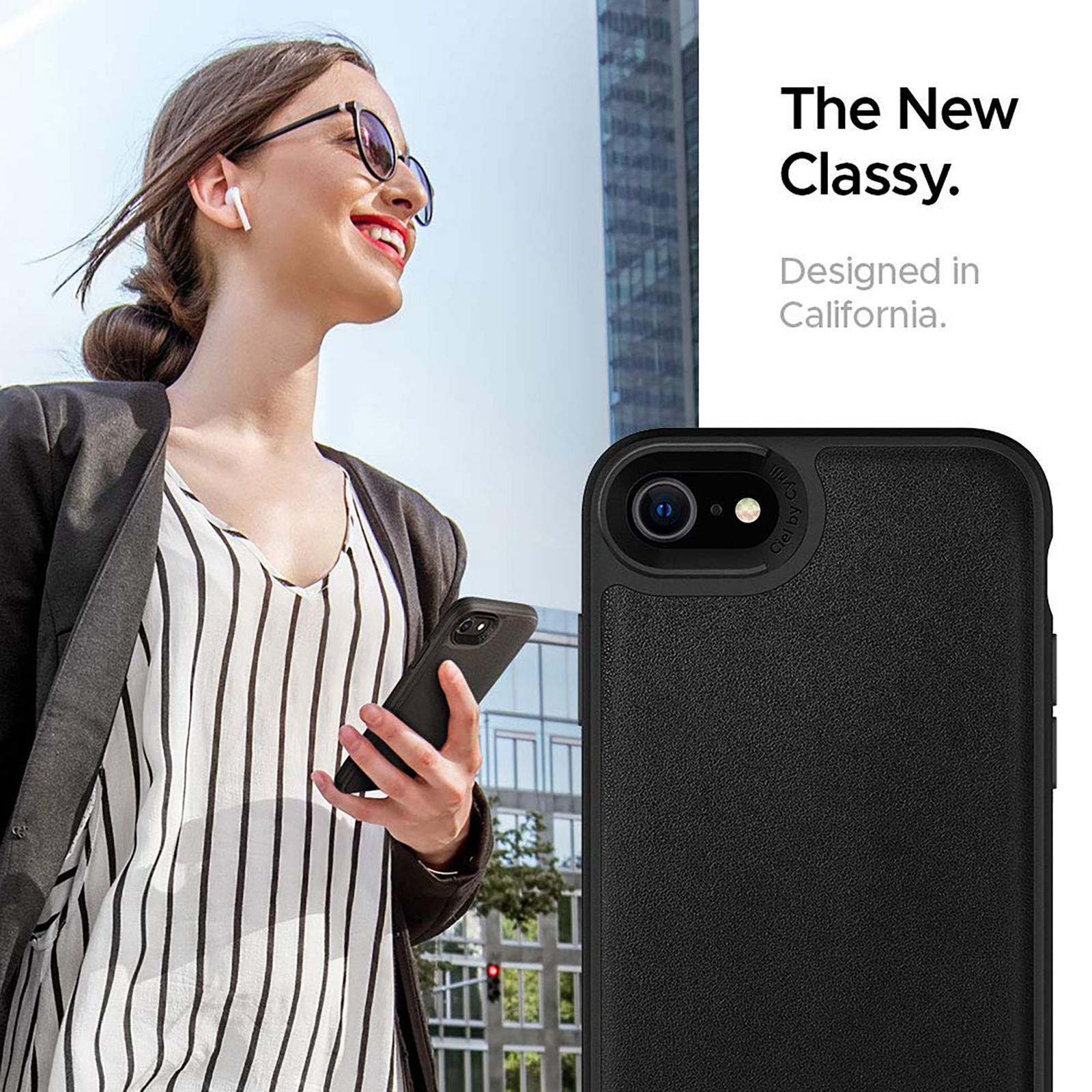 spigen Cyrill Leather Brick Faux Leather, Polycarbonate and TPU Back Cover for Apple iPhone 7 and iPhone 8 (East To Carry, Black)_5