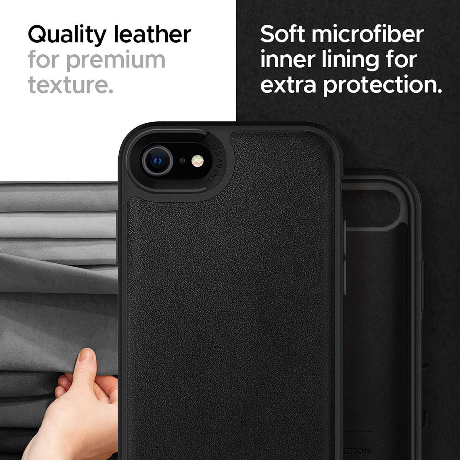 spigen Cyrill Leather Brick Faux Leather, Polycarbonate and TPU Back Cover for Apple iPhone 7 and iPhone 8 (East To Carry, Black)_6