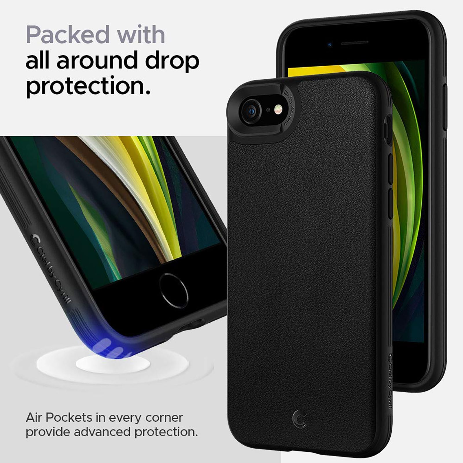 spigen Cyrill Leather Brick Faux Leather, Polycarbonate and TPU Back Cover for Apple iPhone 7 and iPhone 8 (East To Carry, Black)_7