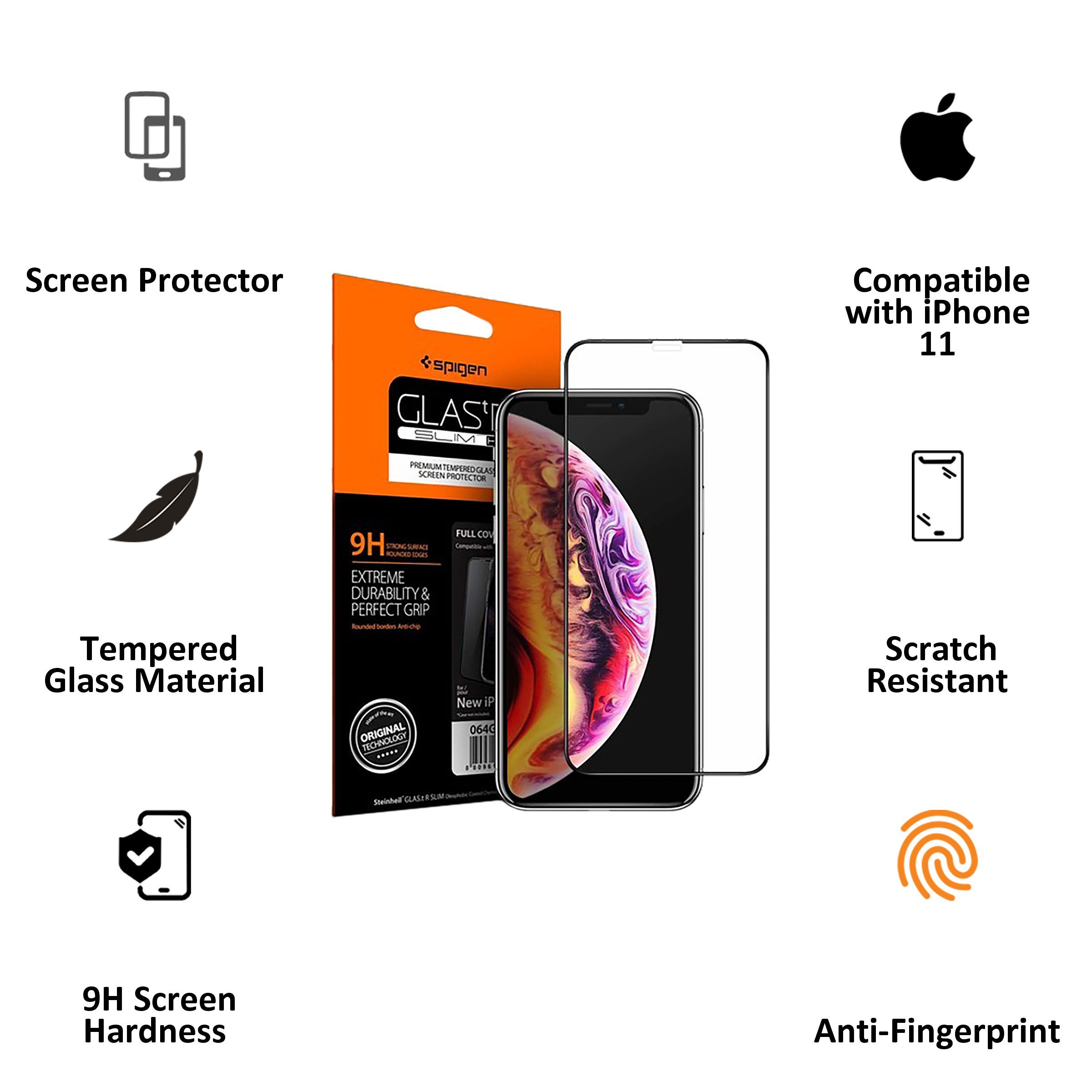 spigen GLAStR Slim Tempered Glass for Apple iPhone 11, XR (9H Hardness)_2
