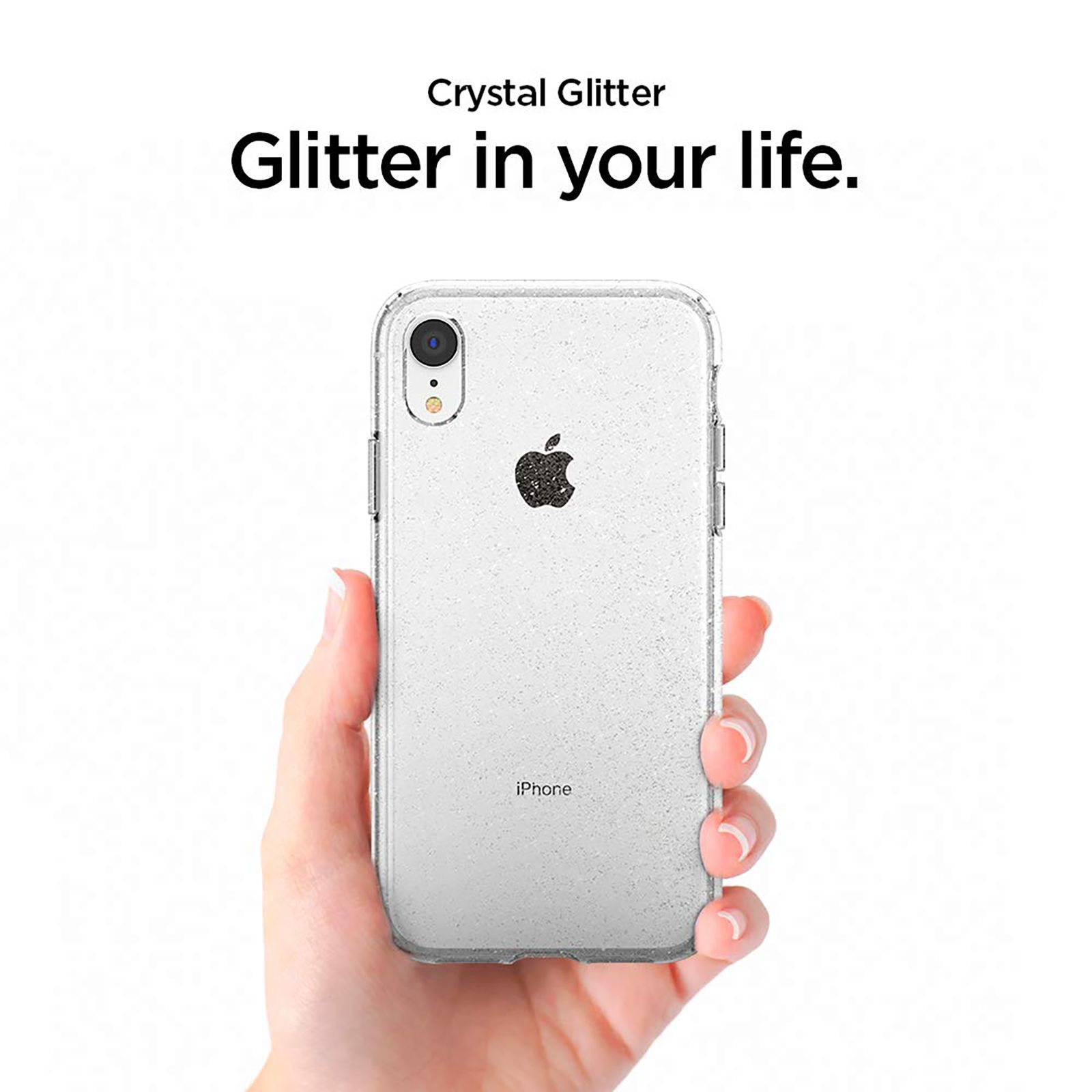 spigen Liquid Crystal Glitter TPU Back Cover for Apple iPhone XR (Wireless Charging Compatible, Crystal Quartz)_8