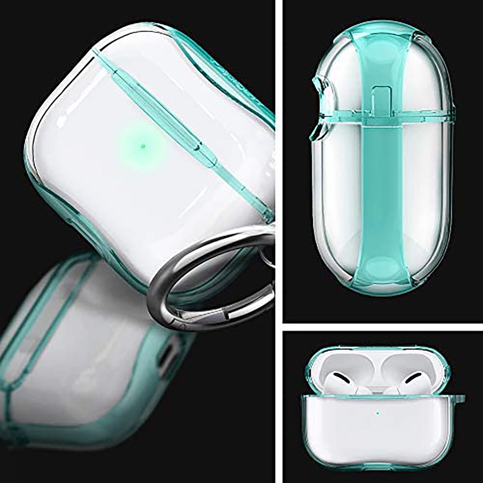 spigen Ultra Hybrid Crystal Full Cover Case For Apple Airpods Pro (Non-Yellowing Hard Shell, ASD01290, Green Crystal)_6