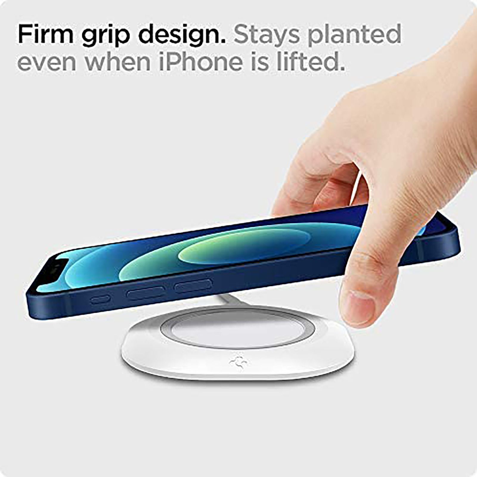 spigen Mag Fit Thermoplastic Polyurethane Charger Case For Apple MagSafe (Nanotac Technology, AMP02563, White)_4