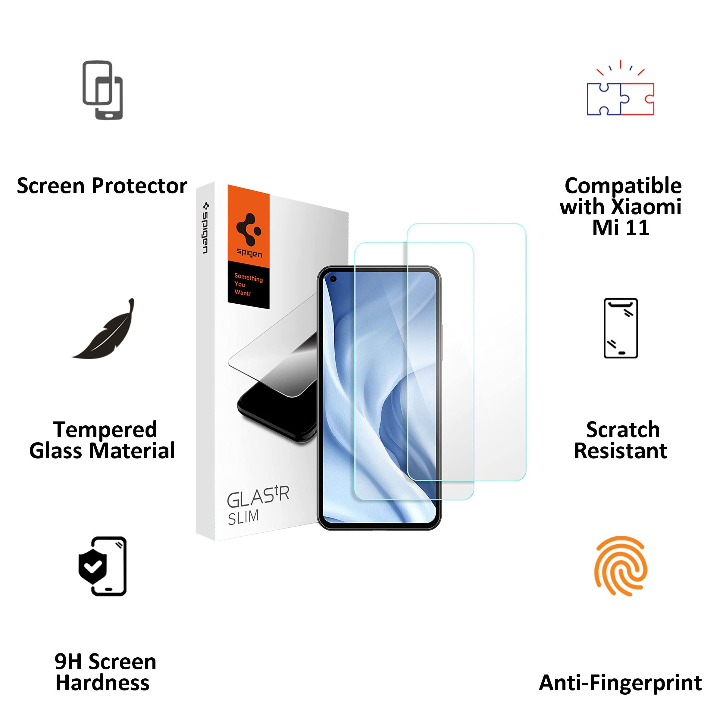 spigen GLAStR Slim Tempered Glass for Mi 11 Lite (Bubble Proof)_2