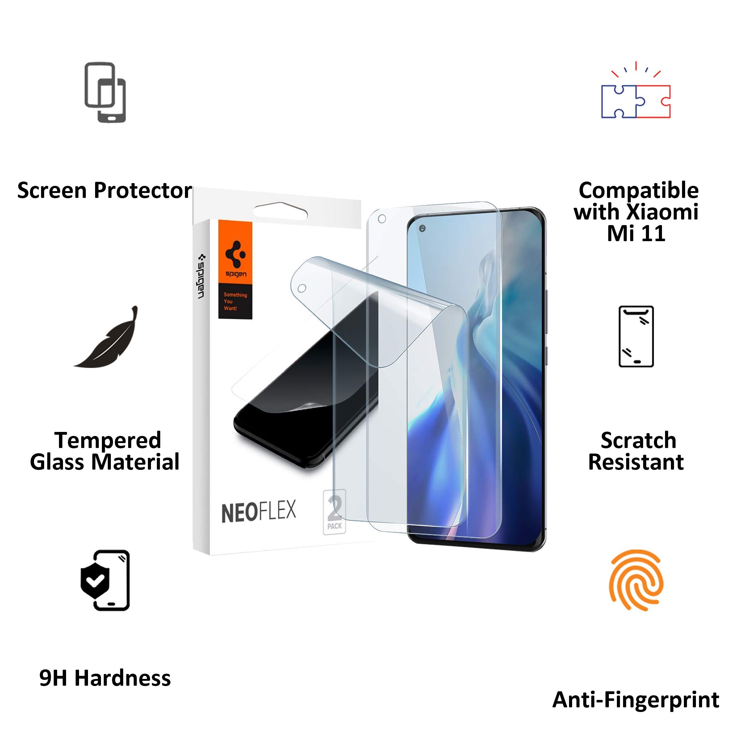 spigen Neo Flex Tempered Glass for Mi 11, 11 Pro, 11 Ultra (Scratch Resistant)_2