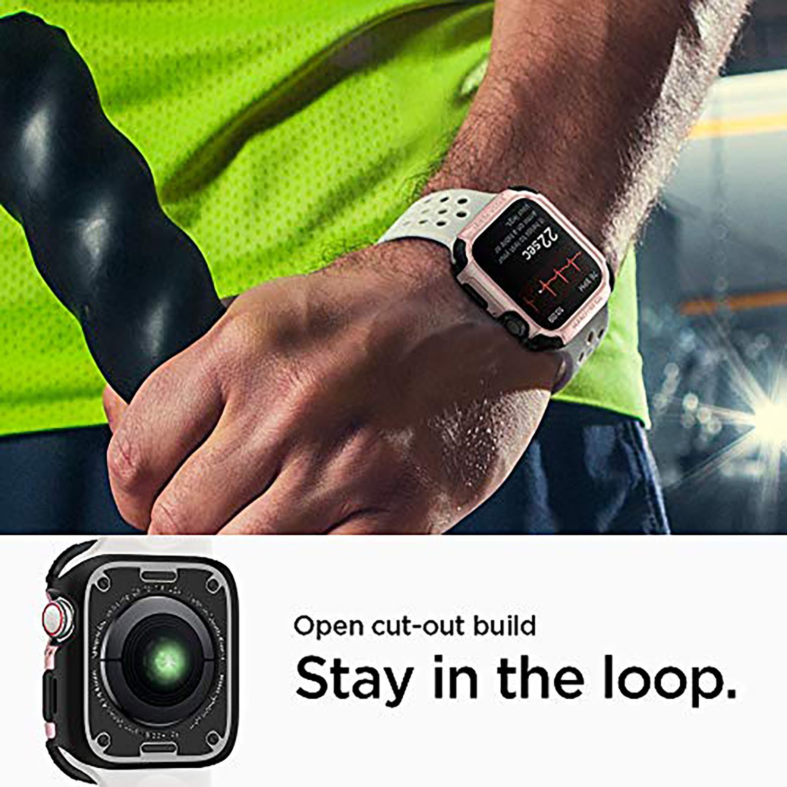 spigen Tough Armor TPU Case for Apple Watch 9, 8, 7 (45mm) (Raised Bezels, Rose Gold)_12