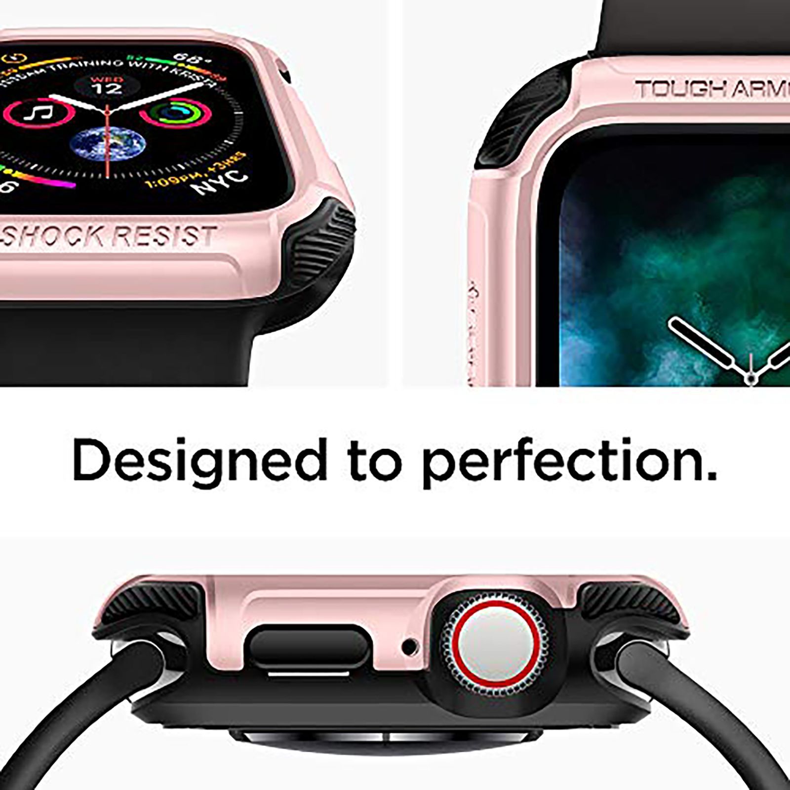 spigen Tough Armor TPU Case for Apple Watch 9, 8, 7 (45mm) (Raised Bezels, Rose Gold)_14
