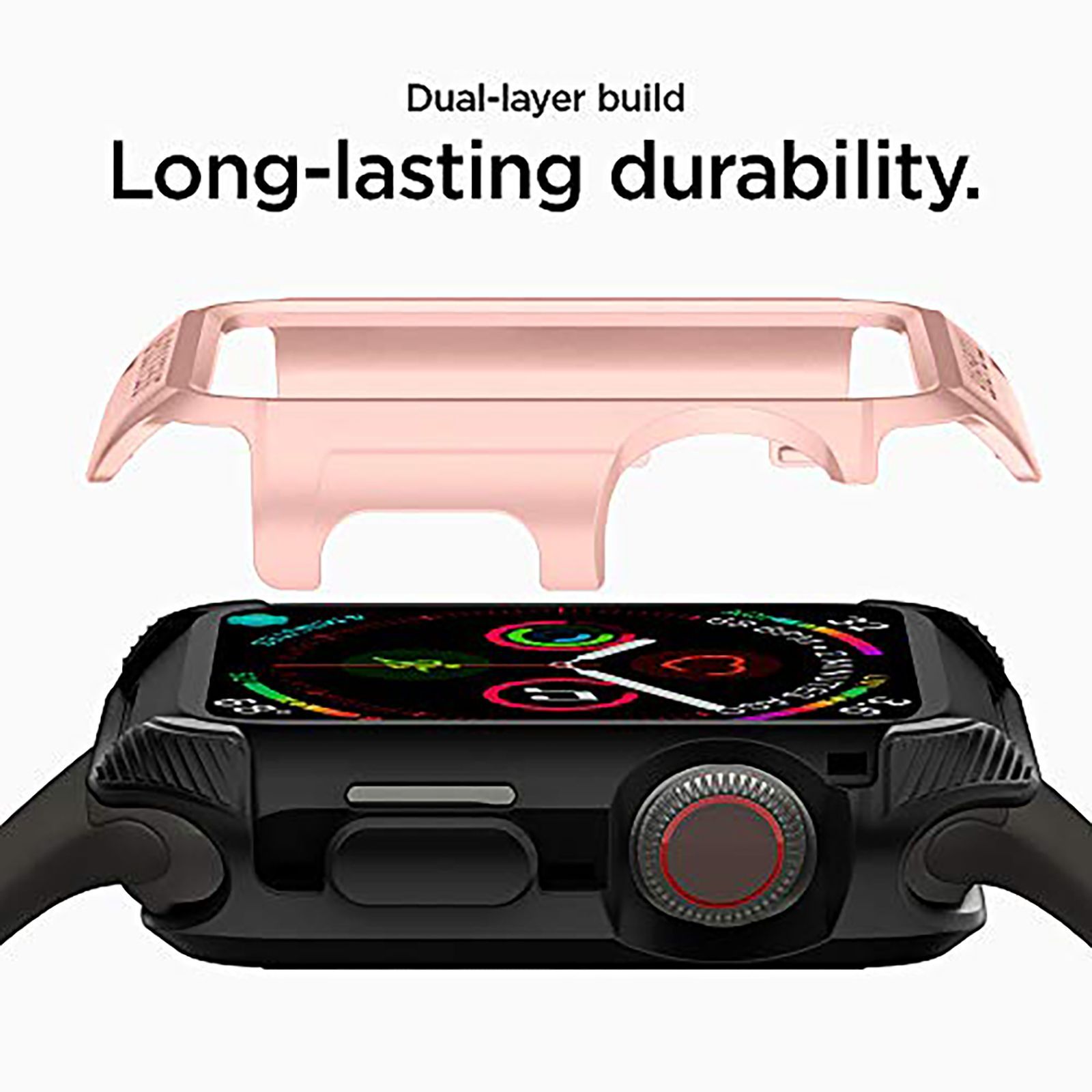 spigen Tough Armor TPU Case for Apple Watch 9, 8, 7 (45mm) (Raised Bezels, Rose Gold)_15