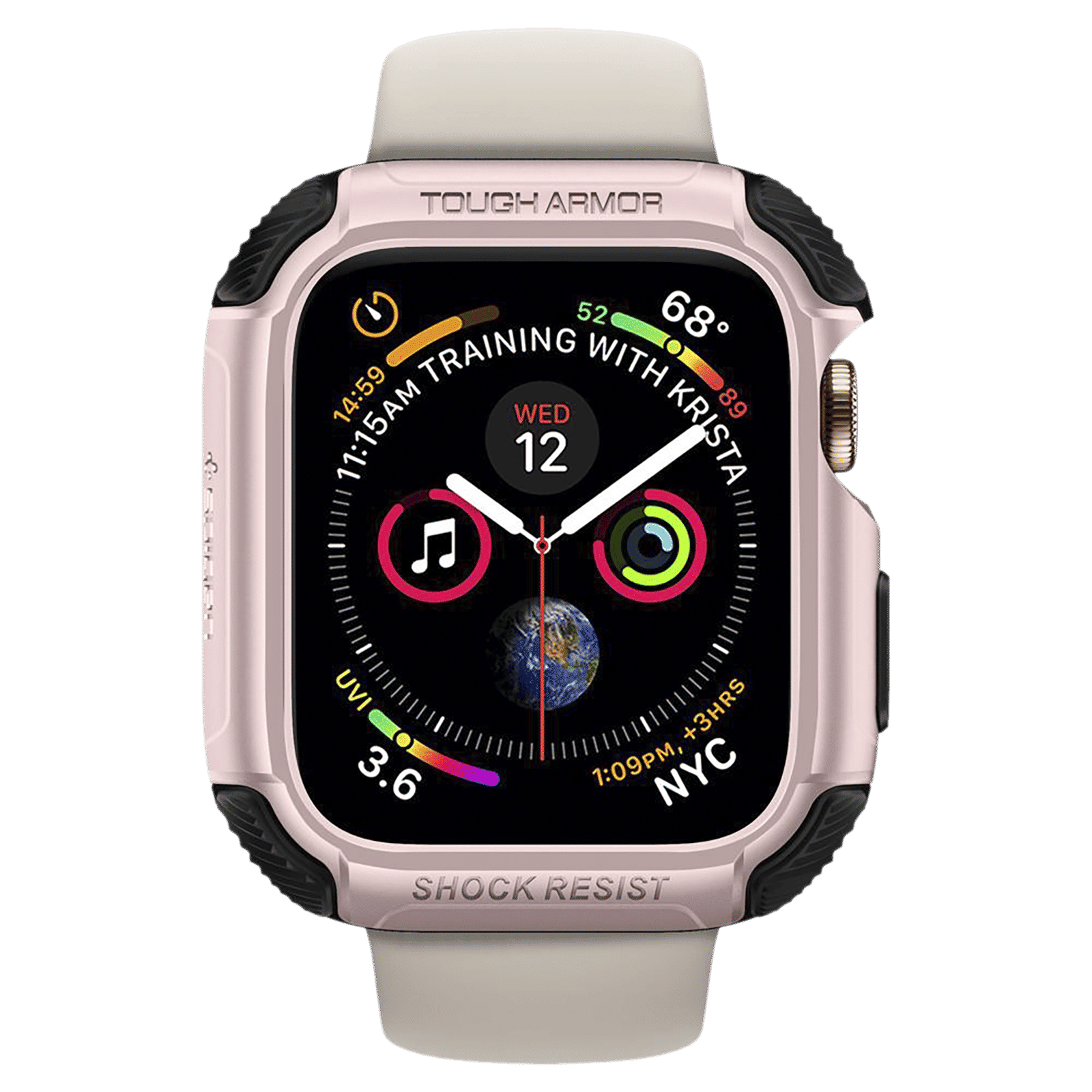 spigen Tough Armor TPU Case for Apple Watch 9, 8, 7 (45mm) (Raised Bezels, Rose Gold)_3