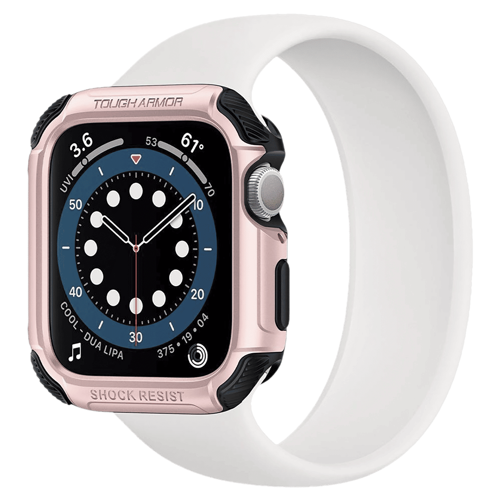 spigen Tough Armor TPU Case for Apple Watch 9, 8, 7 (45mm) (Raised Bezels, Rose Gold)_8