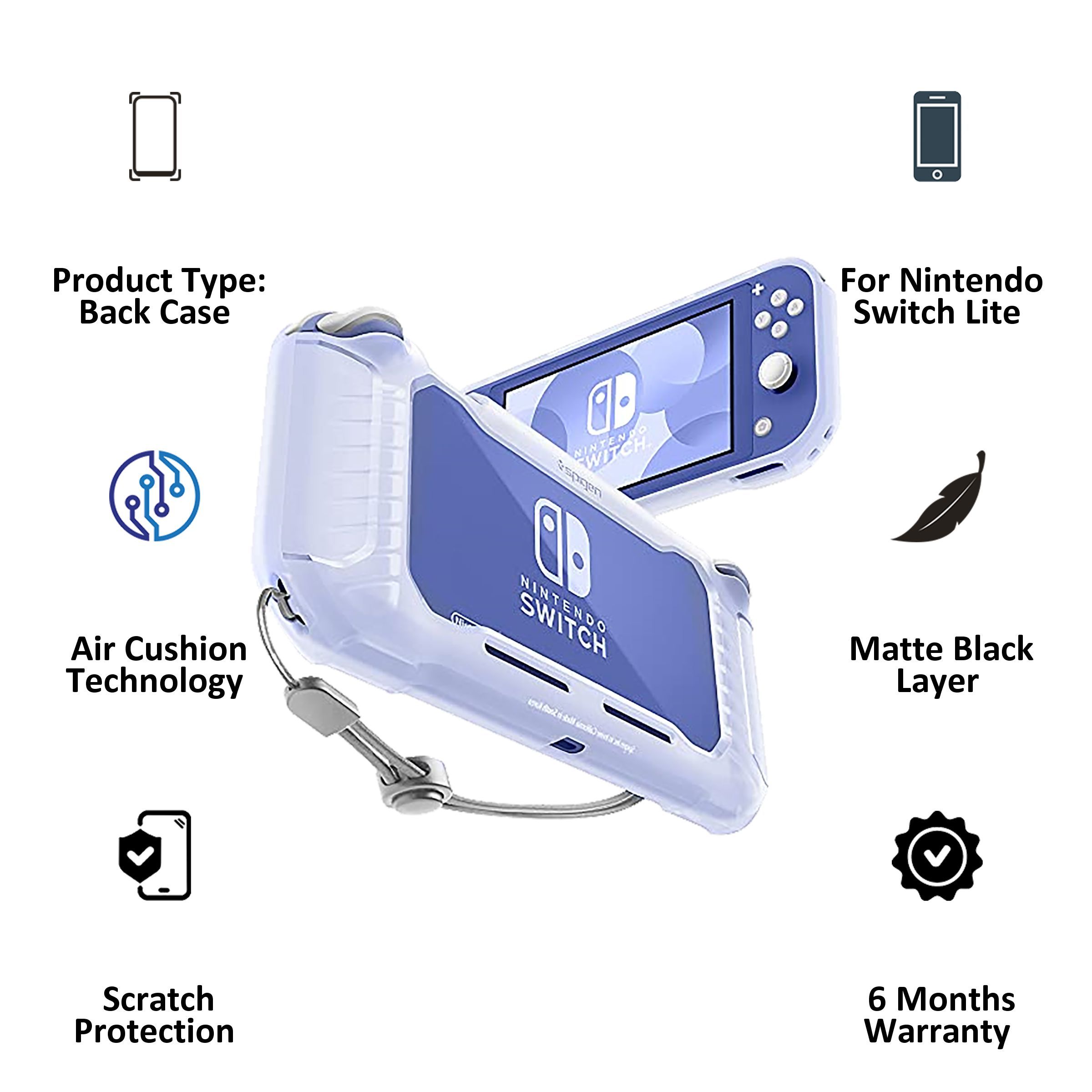 spigen Rugged Armor Back Case For Nintendo Switch Lite (Raised Bumper Guard, ACS01141, Frost Clear)_2