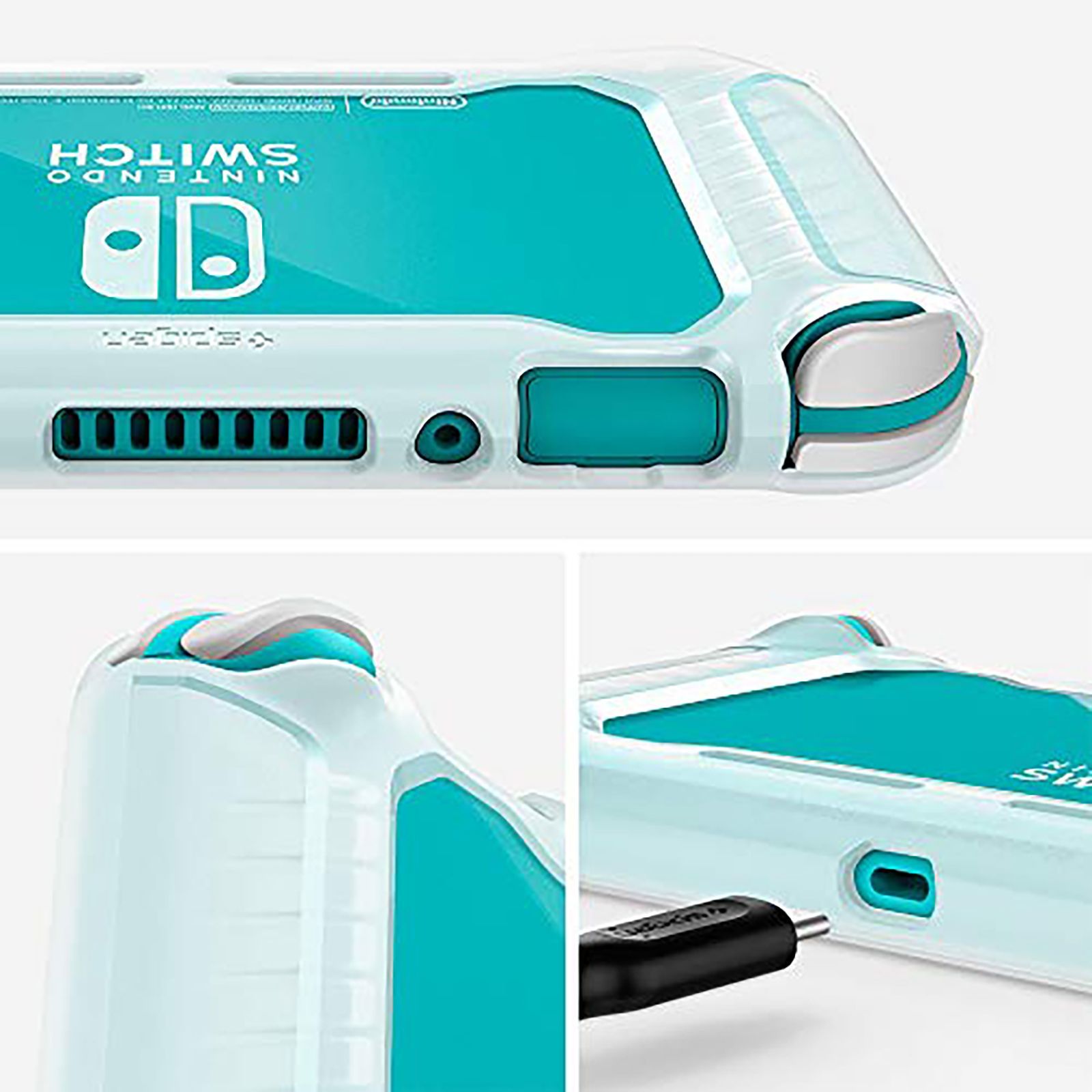 spigen Rugged Armor Back Case For Nintendo Switch Lite (Raised Bumper Guard, ACS01141, Frost Clear)_3