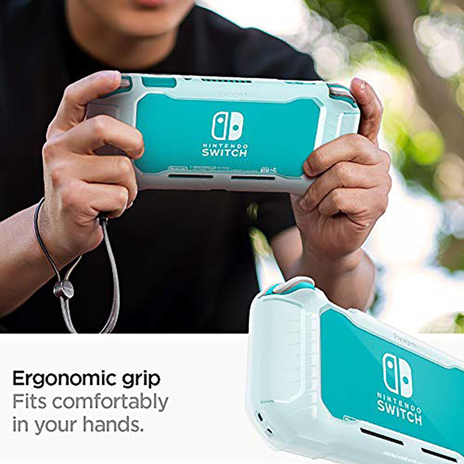 spigen Rugged Armor Back Case For Nintendo Switch Lite (Raised Bumper Guard, ACS01141, Frost Clear)_5