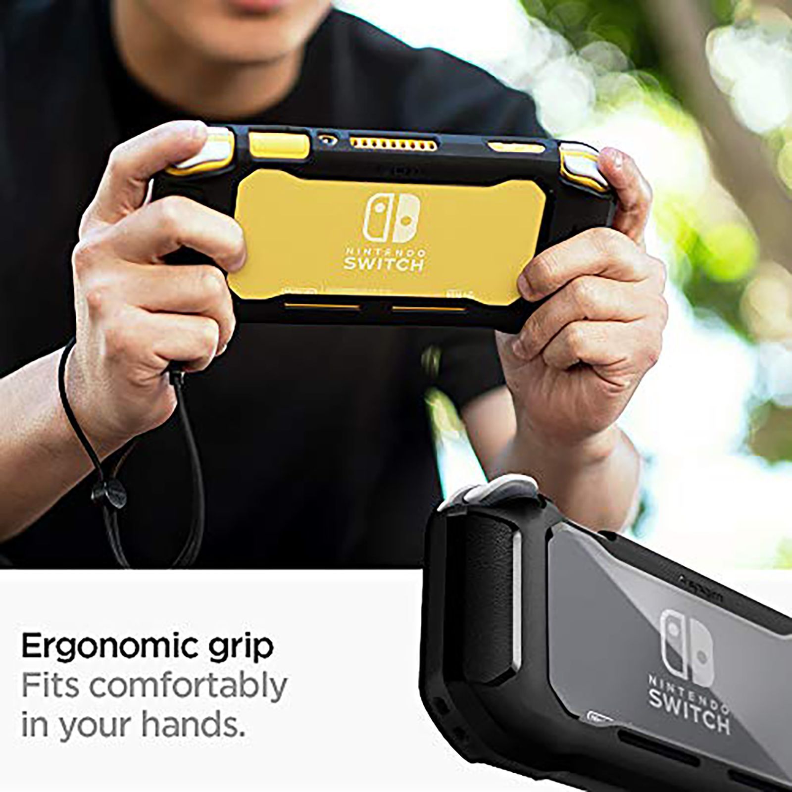 spigen Rugged Armor Back Case For Nintendo Switch Lite (Raised Bumper Guard, ACS00212, Matte Black)_9