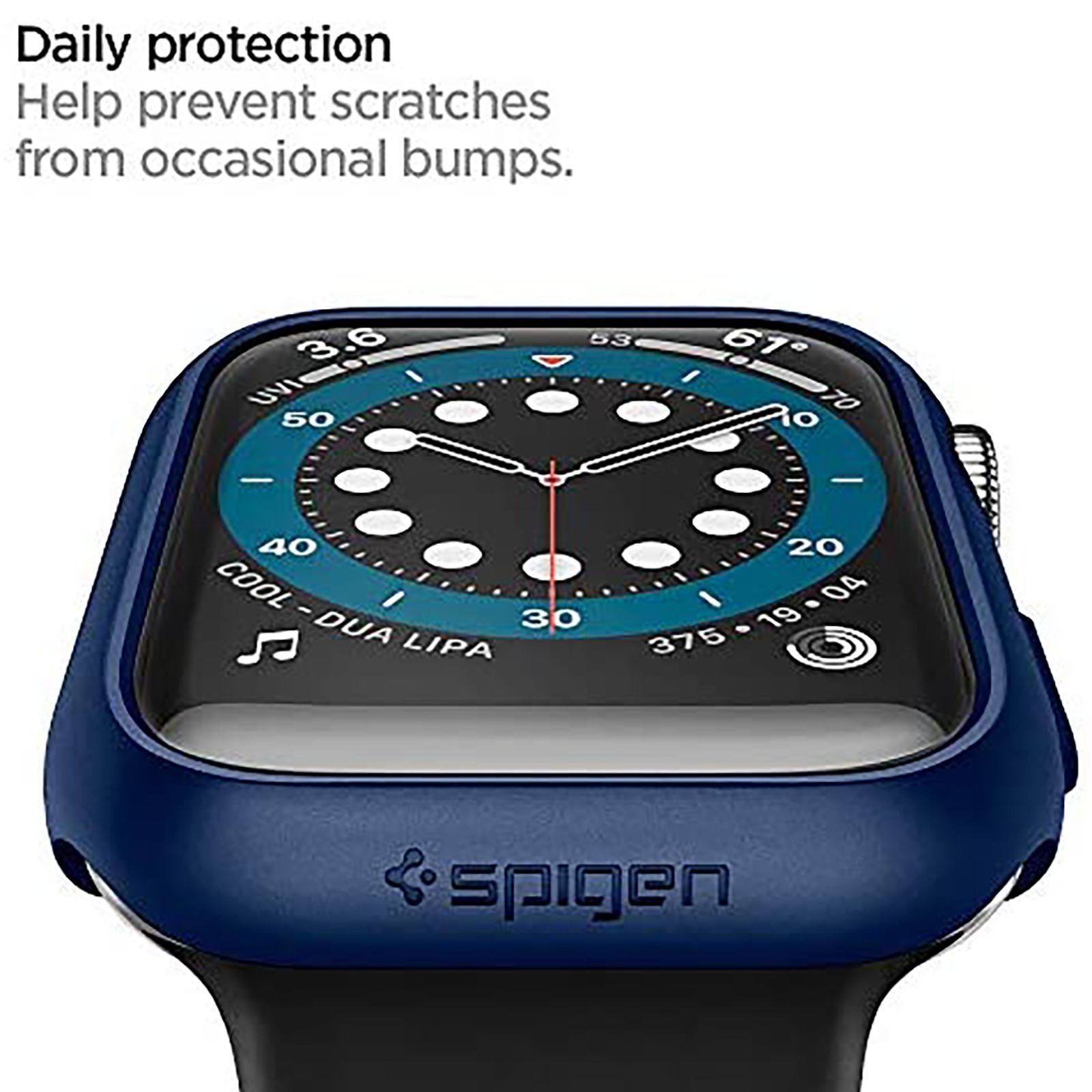 Spigen Thin Fit Polycarbonate Case for Apple Watch Series SE 2, SE, 6, 5 & 4 (44mm) (Razor-Thin Frame, Metallic Blue)_11