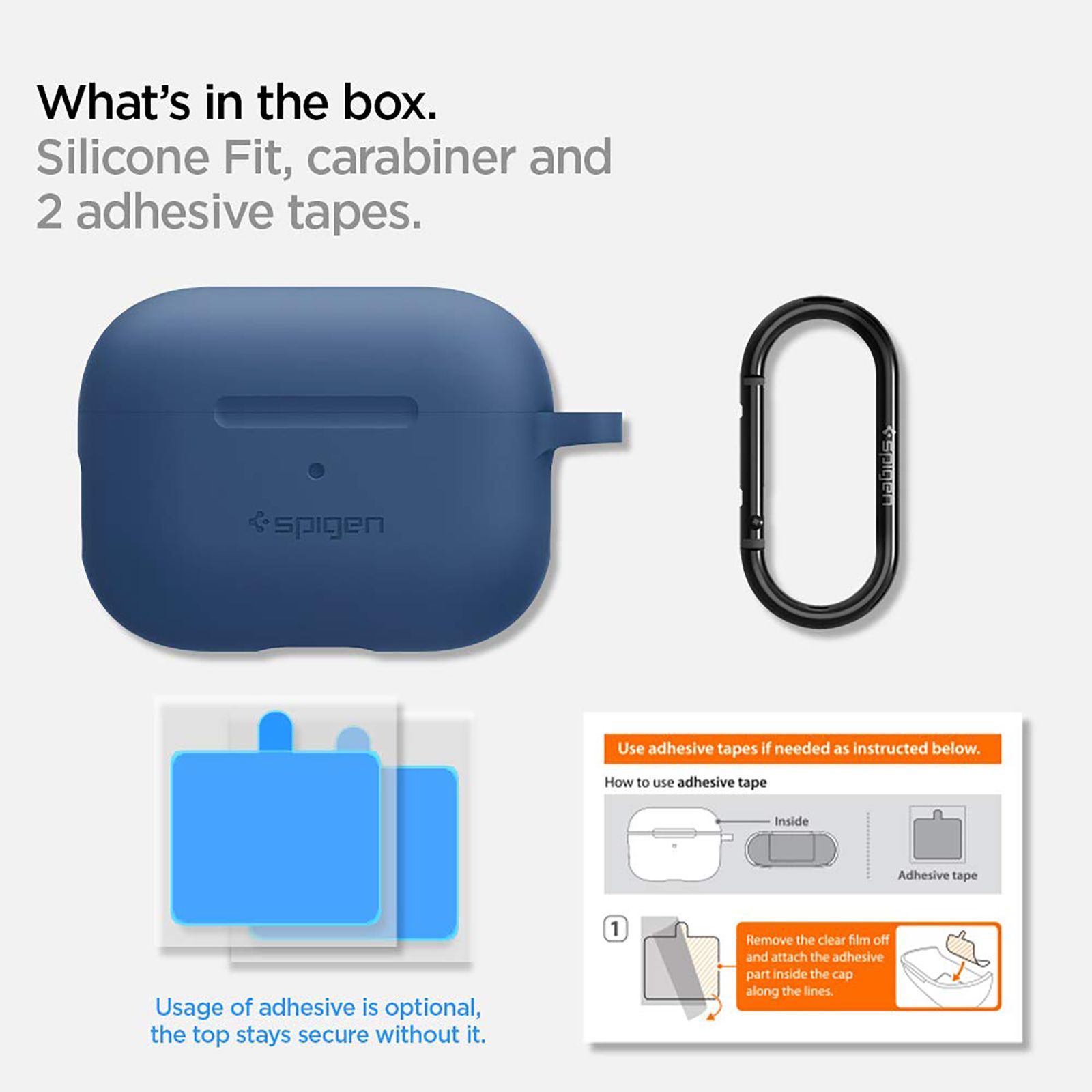 spigen Silicone Fit Full Cover Case (For Airpods Pro (2019), ASD02169, Deep Blue)_3