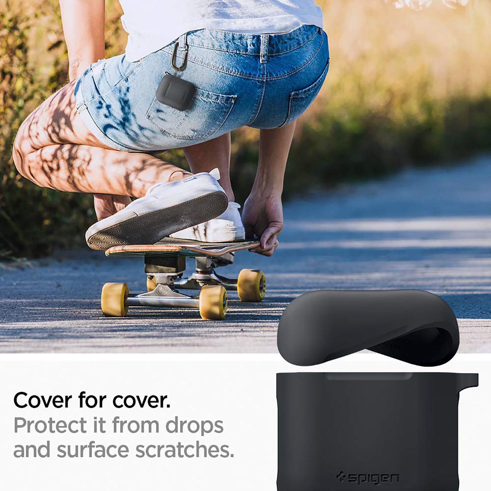 spigen Silicone Fit Full Cover Case (For Airpods 1/Airpods 2, 066CS24811, Charcoal)_5