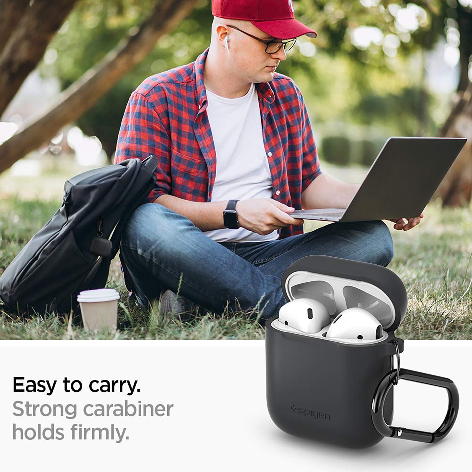 spigen Silicone Fit Full Cover Case (For Airpods 1/Airpods 2, 066CS24811, Charcoal)_6