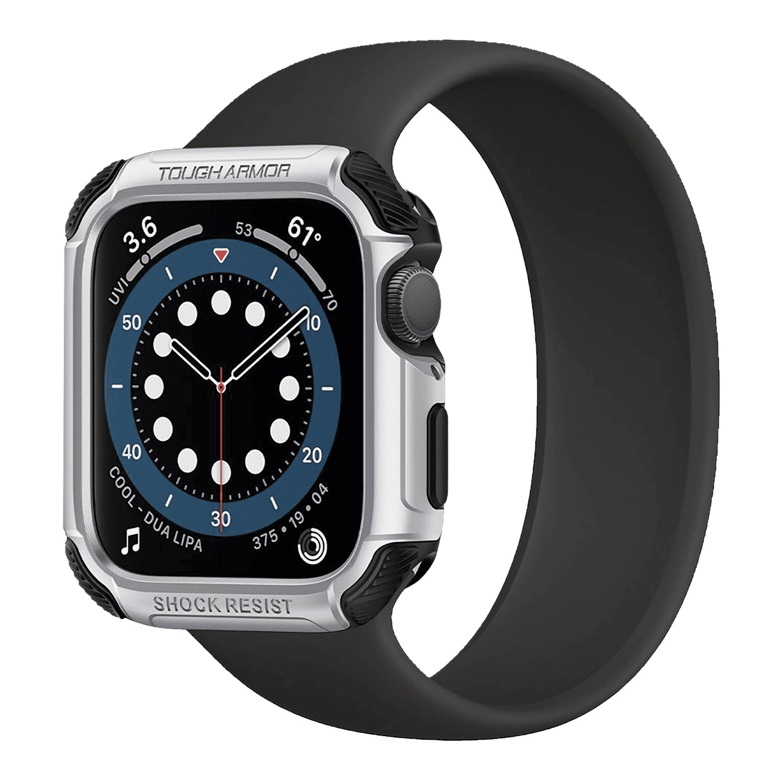 Spigen Tough Armor TPU & Polycarbonate Case Cover for Apple Watch Series SE 2, SE, 6, 5 & 4 (44mm) (Dual Layered with Shock Absorbent, Silver)_1