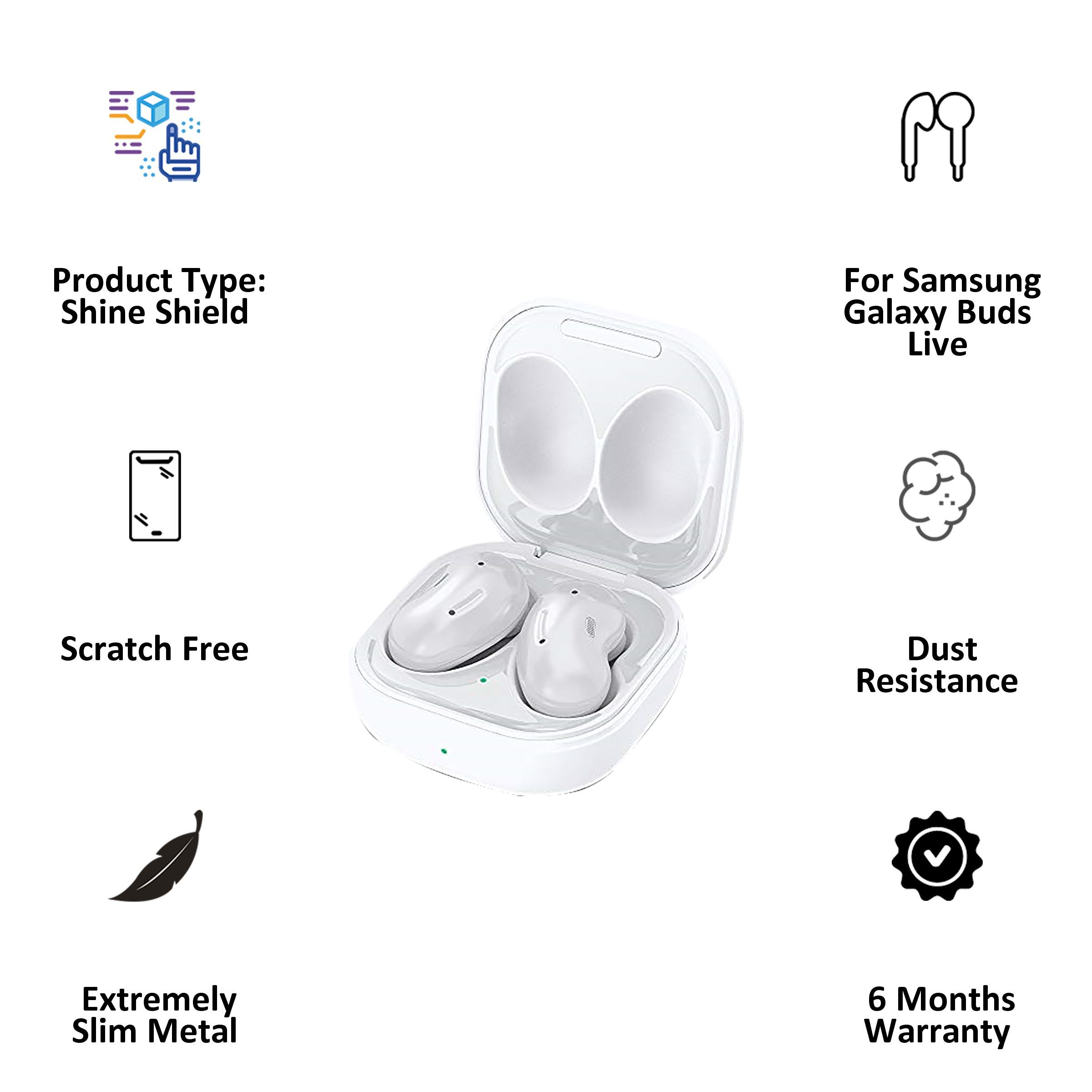 spigen Metal Sticker Shine Shield For Samsung Galaxy Buds Live (Made Of An Extremely Slim Metal, ASD02069, Metallic White) spigen Metal Sticker Shine Shield For Samsung Galaxy Buds Live (Made Of An Extremely Slim Metal, ASD02069, Metallic White)_2