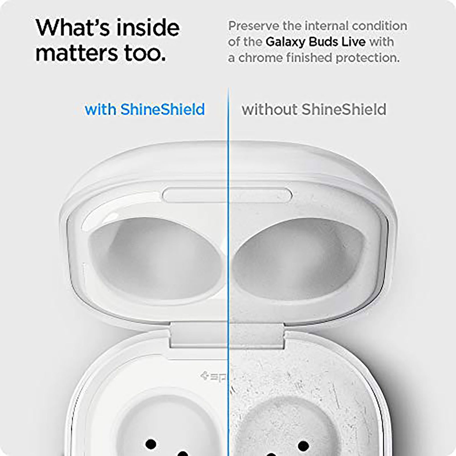 spigen Metal Sticker Shine Shield For Samsung Galaxy Buds Live (Made Of An Extremely Slim Metal, ASD02069, Metallic White) spigen Metal Sticker Shine Shield For Samsung Galaxy Buds Live (Made Of An Extremely Slim Metal, ASD02069, Metallic White)_6