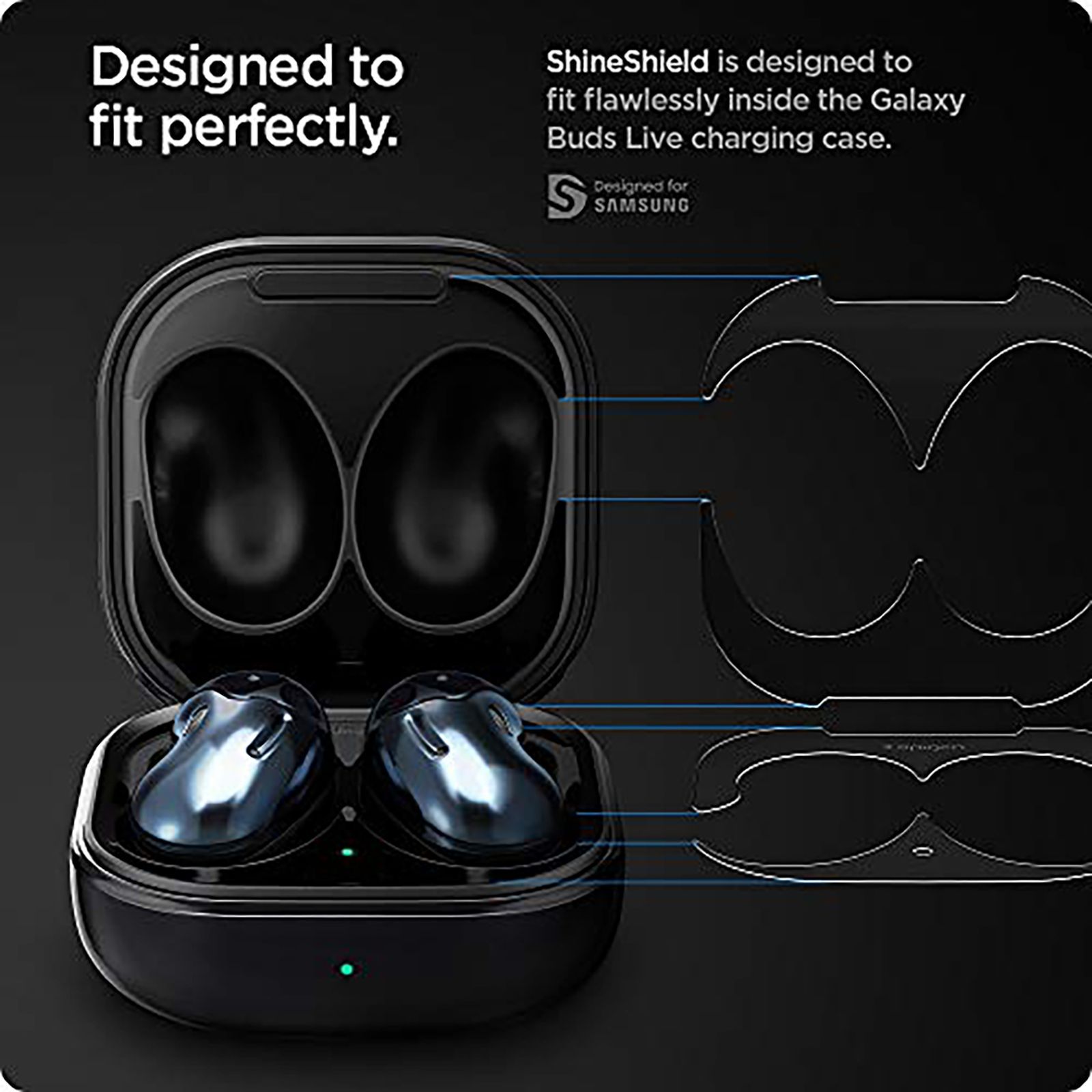 spigen Metal Sticker Shine Shield For Samsung Galaxy Buds Live (Made Of An Extremely Slim Metal, ASD02067, Metallic Black)_4